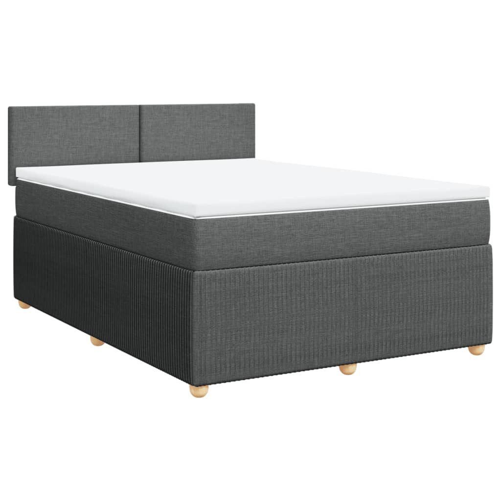 Bett Boxspringbett mit Matratze Dunkelgrau 140x200 cm Stoff