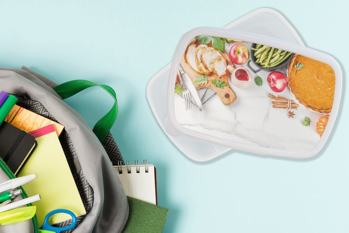 MuchoWow Brotdose, für Fleisch - - Gemüse Erwachsene, - Mädchen Kräuter, (2-tlg), Jungs Lunchbox für Kunststoff, Obst und und Brotbox Kinder weiß
