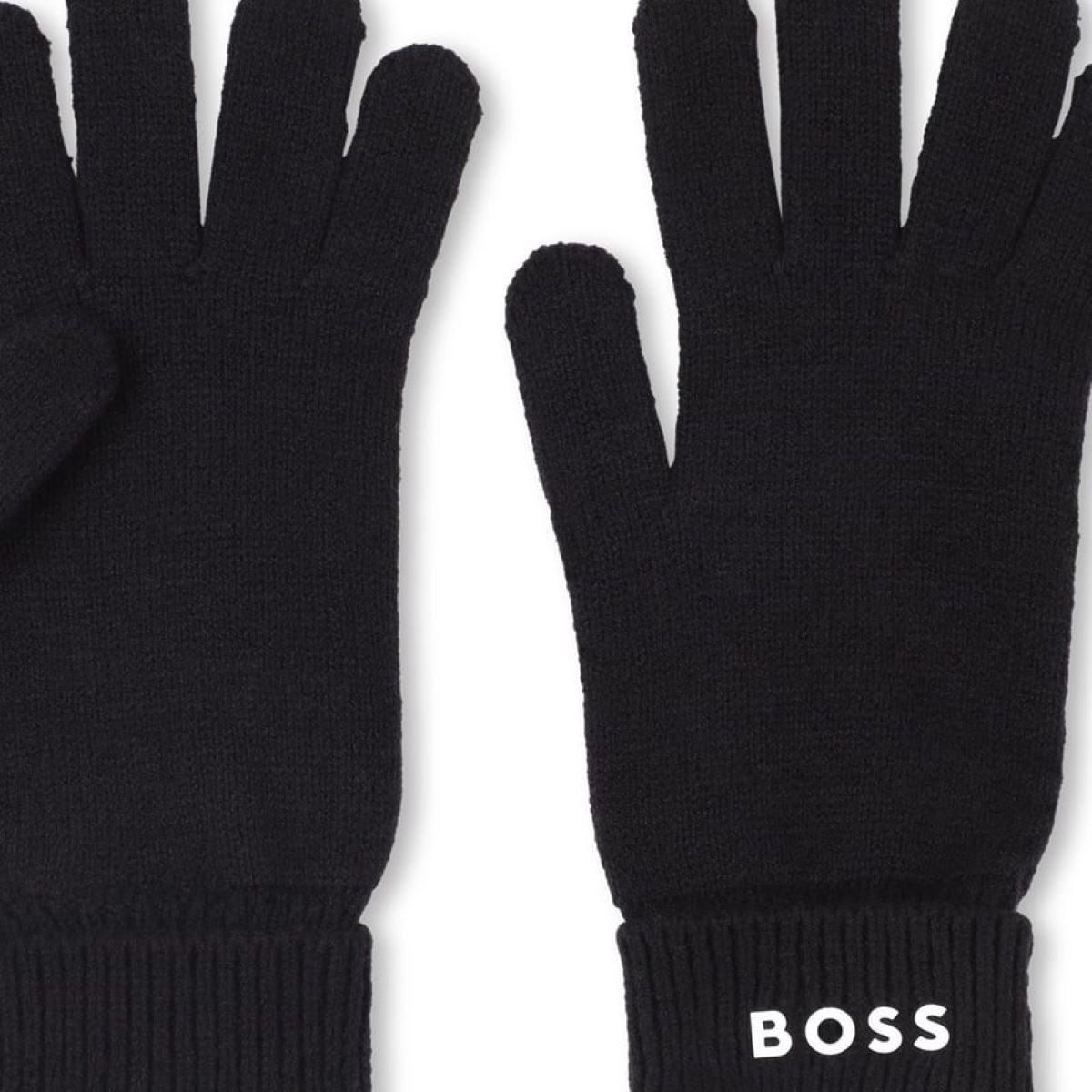 Boss Kidswear Strickhandschuhe BOSS Kidswear Strickhandschuhe „Logo Cuff“ – Schwarz