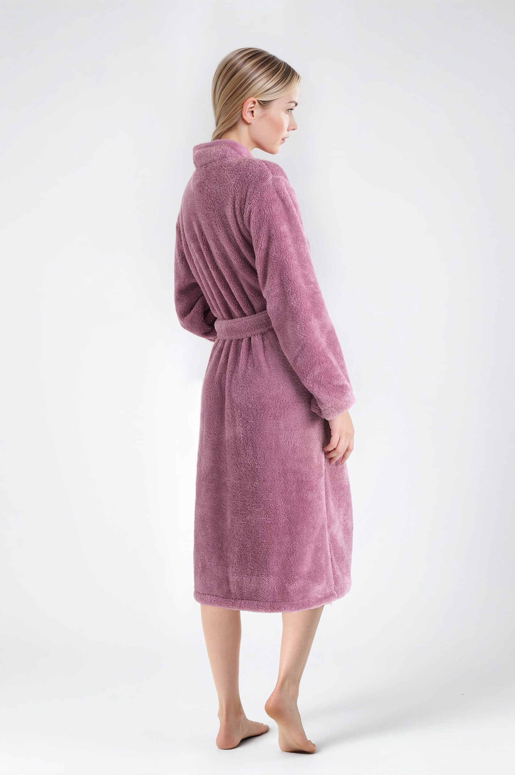 OTTO home Unisex-Bademantel Lillou Kimono, ideal für Sauna & Spa, Hotelbademantel, Morgenmantel, Midilänge, Microfaser, Kimono-Kragen, Gürtel, kuschelig weicher – Bild 5 von 5