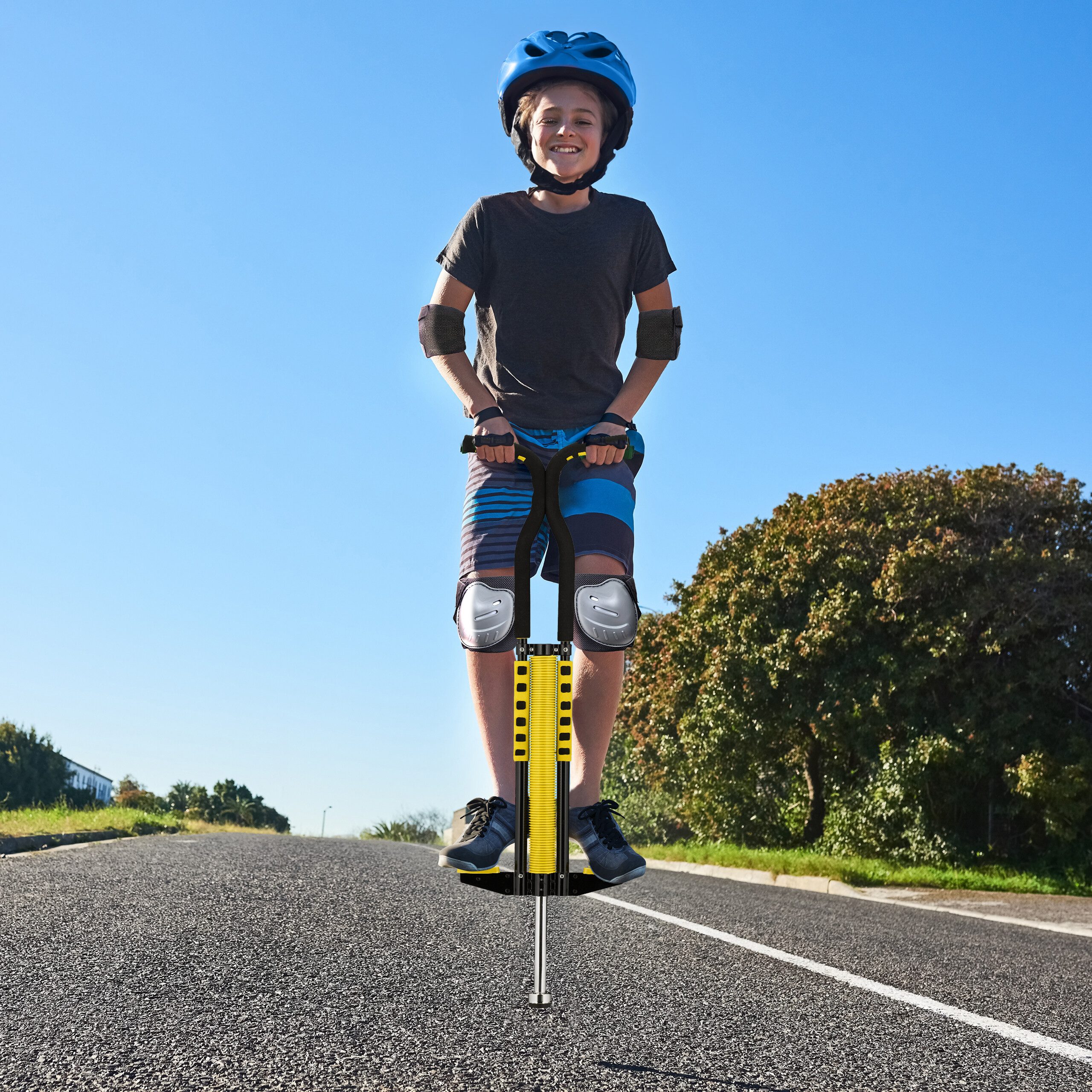 relaxdays Hüpfspielzeug Pogo Stick für Kinder bis 60 kg, gelb