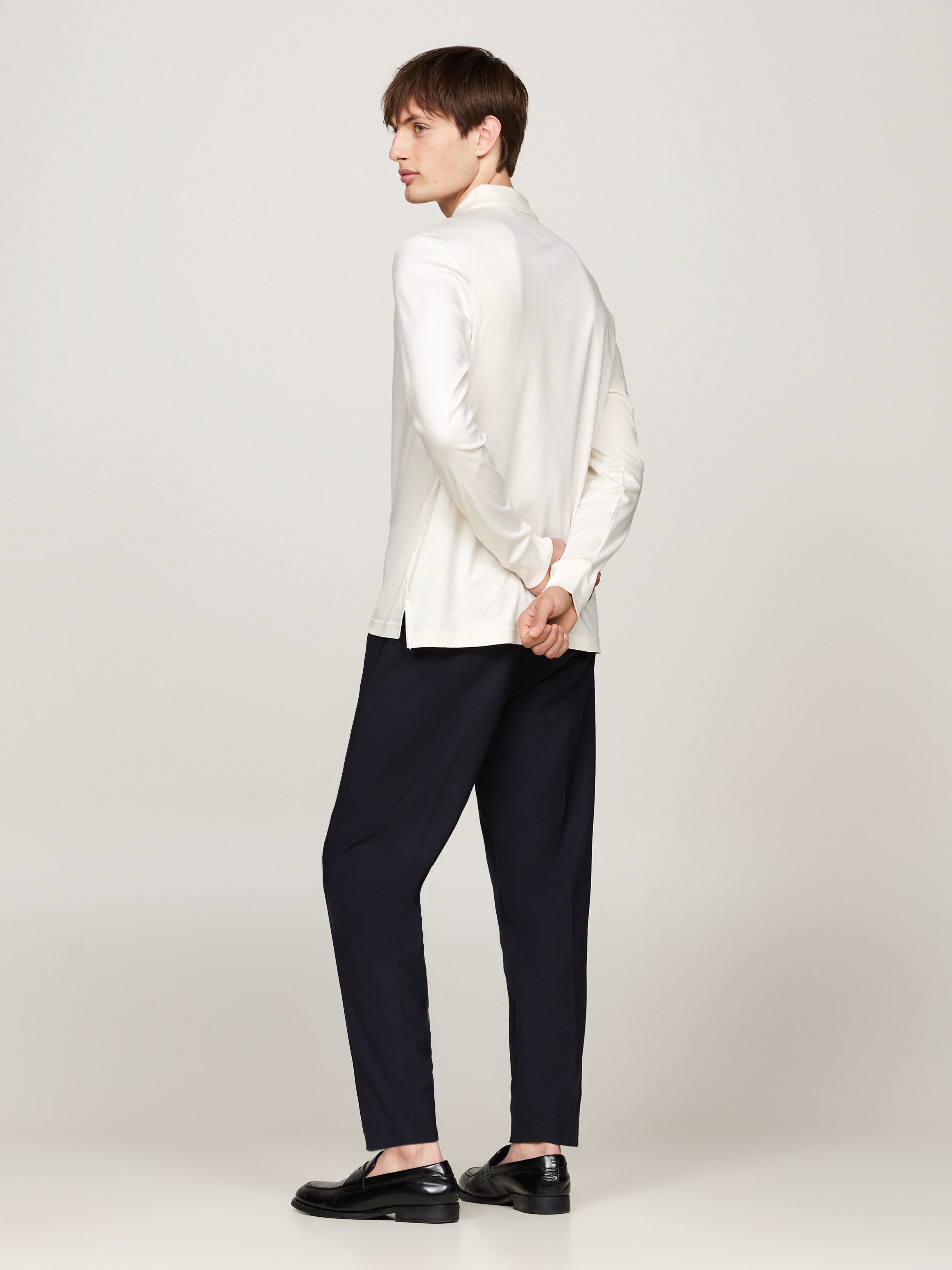 Tommy Hilfiger Langarm-Poloshirt L/S LIQUID COTTON REG POLO mit Jersey und Markenlabel unifarben, casual, regular fit, Baumwolle, Polokragen