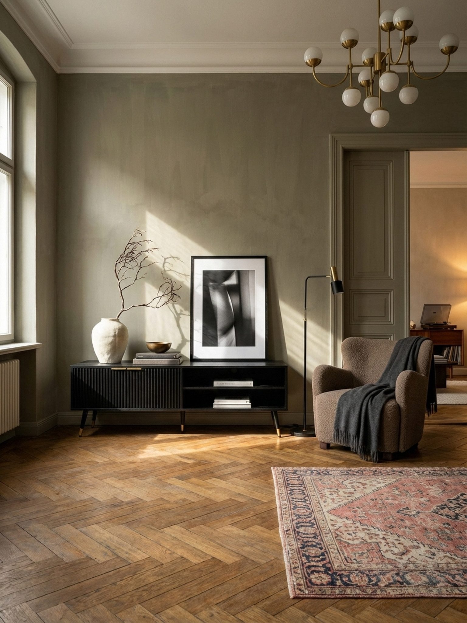 KADIMA DESIGN Lowboard Lowboard Schwarz mit Eiche-Dekor 150x51x39 cm TV-Kommode Modern, (Ablagefächern, Fernsehkommode Wohnzimmer), Design TV-Schrank Hoch, Fernsehtisch Fernsehschrank mit Türen &