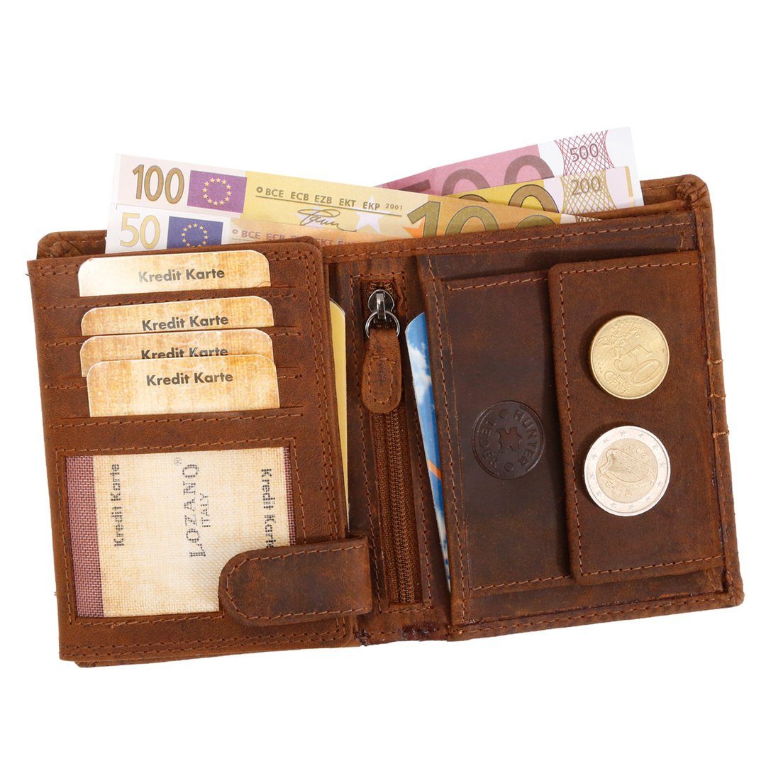 SHG Geldbörse Herren Lederbörse Männerbörse Leder Portemonnaie, Börse Büffelleder Schutz Münzfach mit Brieftasche RFID