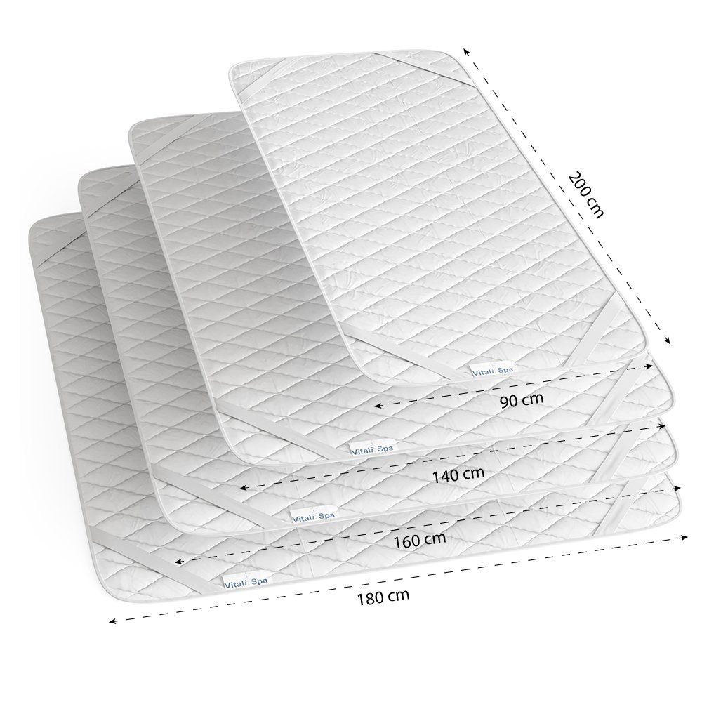 weiß Matratzenschutzbezug Topper Auflage Mikrofaser VitaliSpa® 160x200 Matratzenschoner