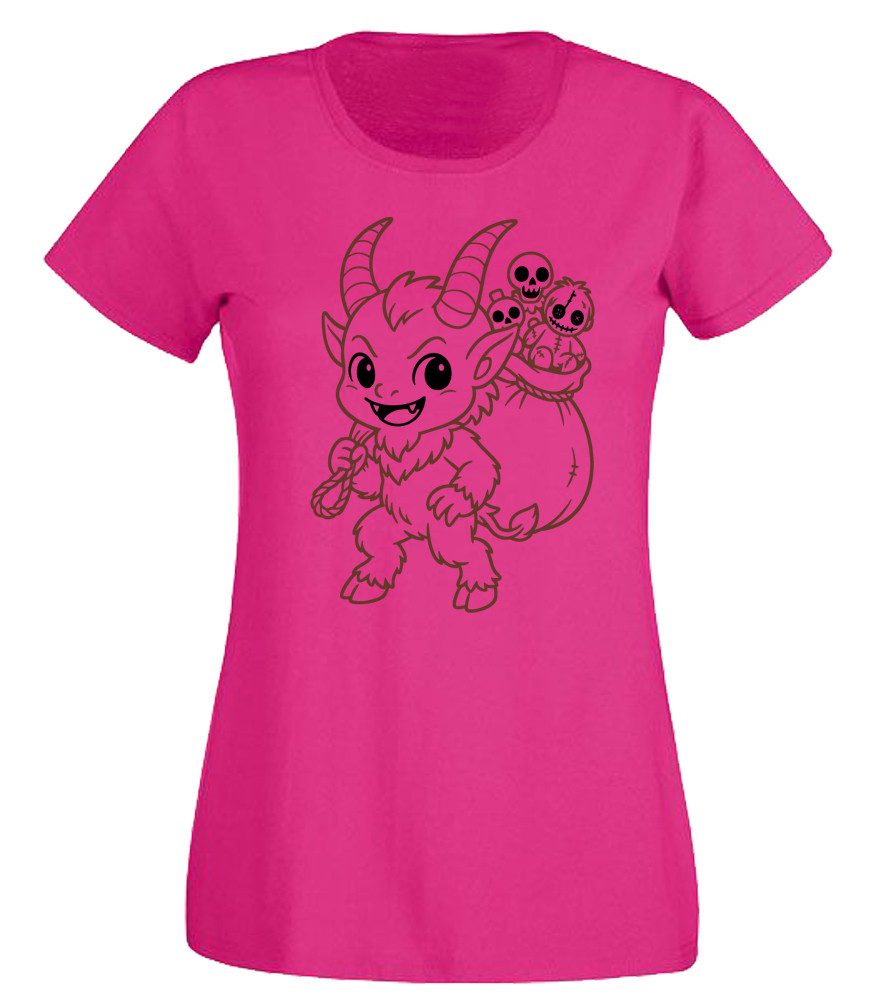 G-graphics T-Shirt Teufelchen mit Geschenkesack Slim-fit- Damen T-Shirt mit schaurig schönem Motiv