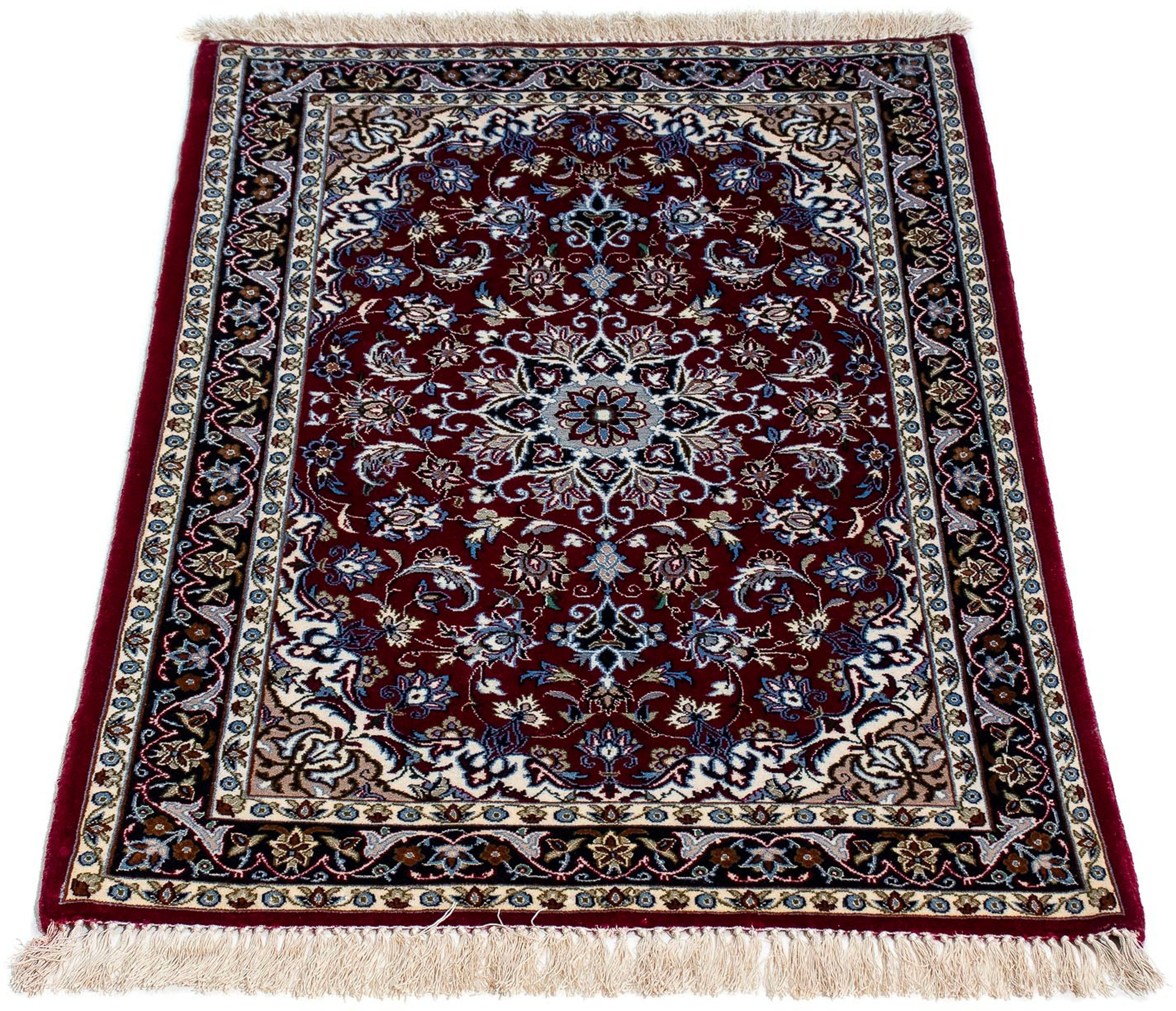 Orientteppich Perser - Isfahan - Premium - 108 x 70 cm - dunkelrot, morgenland, rechteckig, Höhe: 6 mm, Wohnzimmer, Handgeknüpft, Einzelstück mit Zertifikat