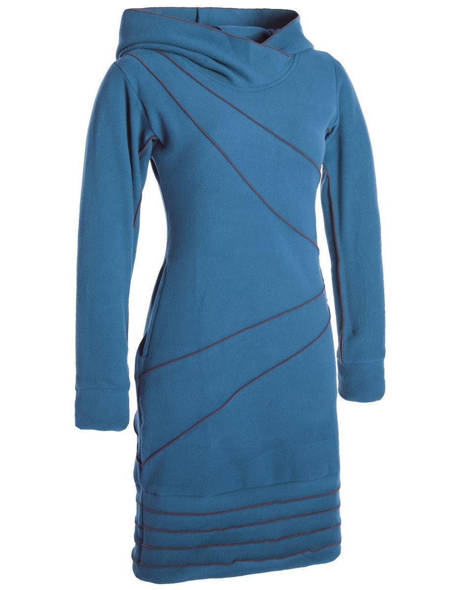Vishes Midikleid Patchwork Hoodie Eco Fleecekleid mit Daumenlöchern Hippie, Boho, Goa Style