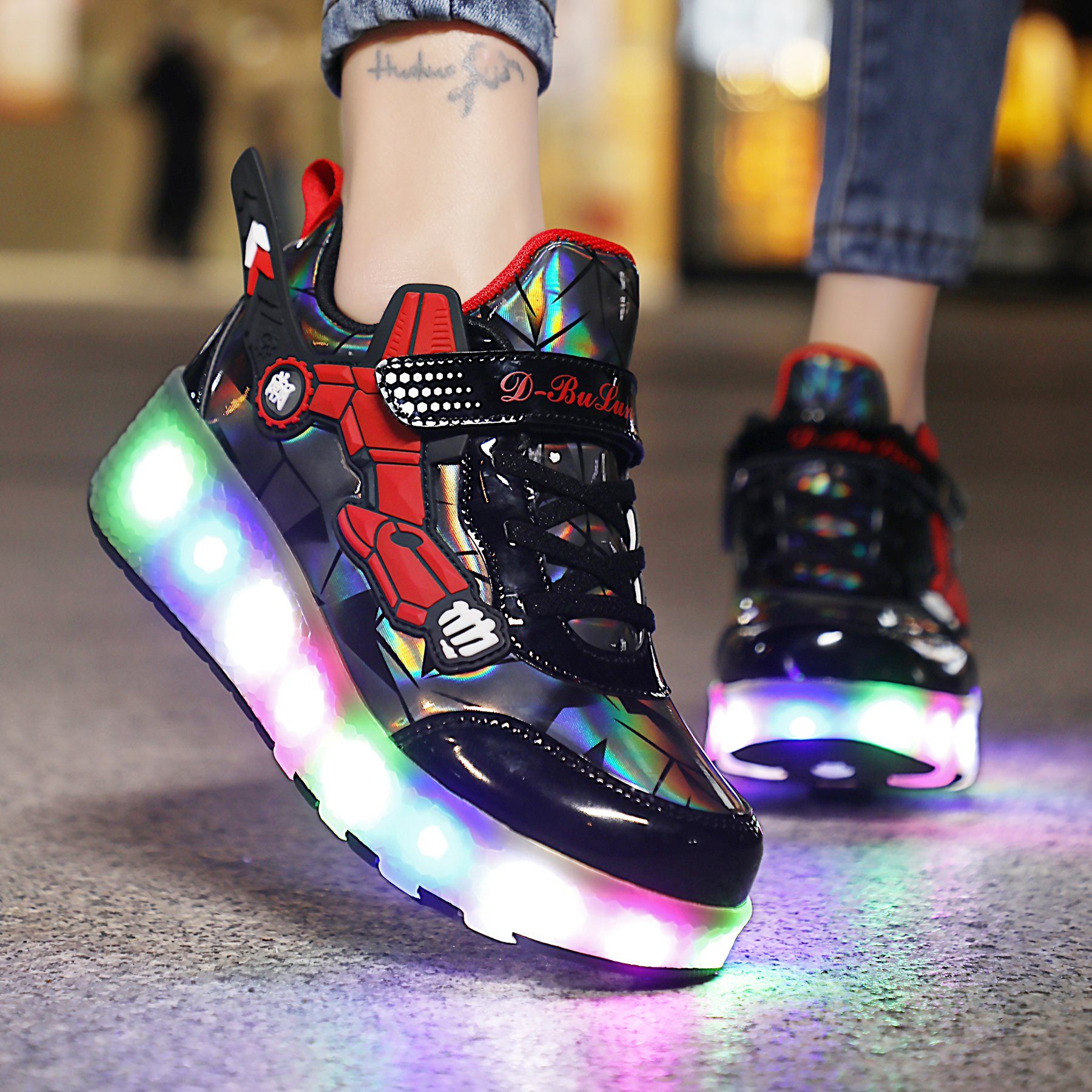 LED-Aufladung), Kinder Schwarz B-DJBZX-2166, Erwachsene (Rollschuhe, Zweirad-Skates für Rollschuhe und 1-St., HUSKSWARE