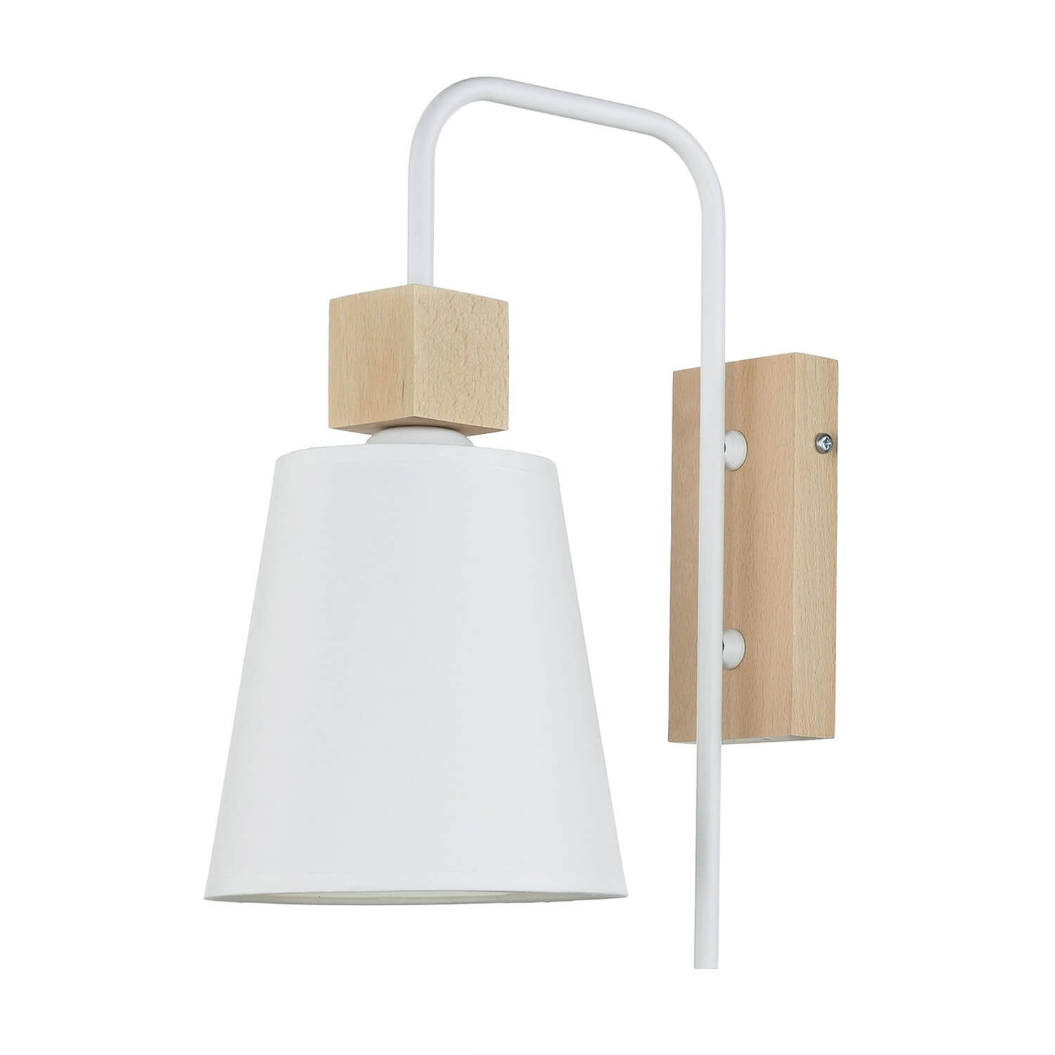 Licht-Erlebnisse Wandleuchte REILLY, ohne Leuchtmittel, Wandlampe Weiß Stoffschirm Holz stylisch skandinavisch Schlafzimmer. Reduzierter Preis € 34,98. Unverbindliche Preisempfehlung € 69,95