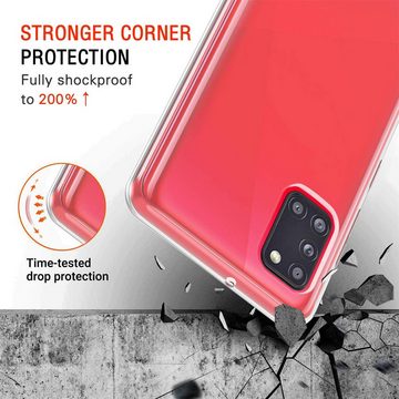 CoolGadget Handyhülle Transparent als 2in1 Schutz Cover Set für das Samsung Galaxy A31 6,4 Zoll, 2x 9H Glas Display Schutz Folie + 1x TPU Case Hülle für Galaxy A31