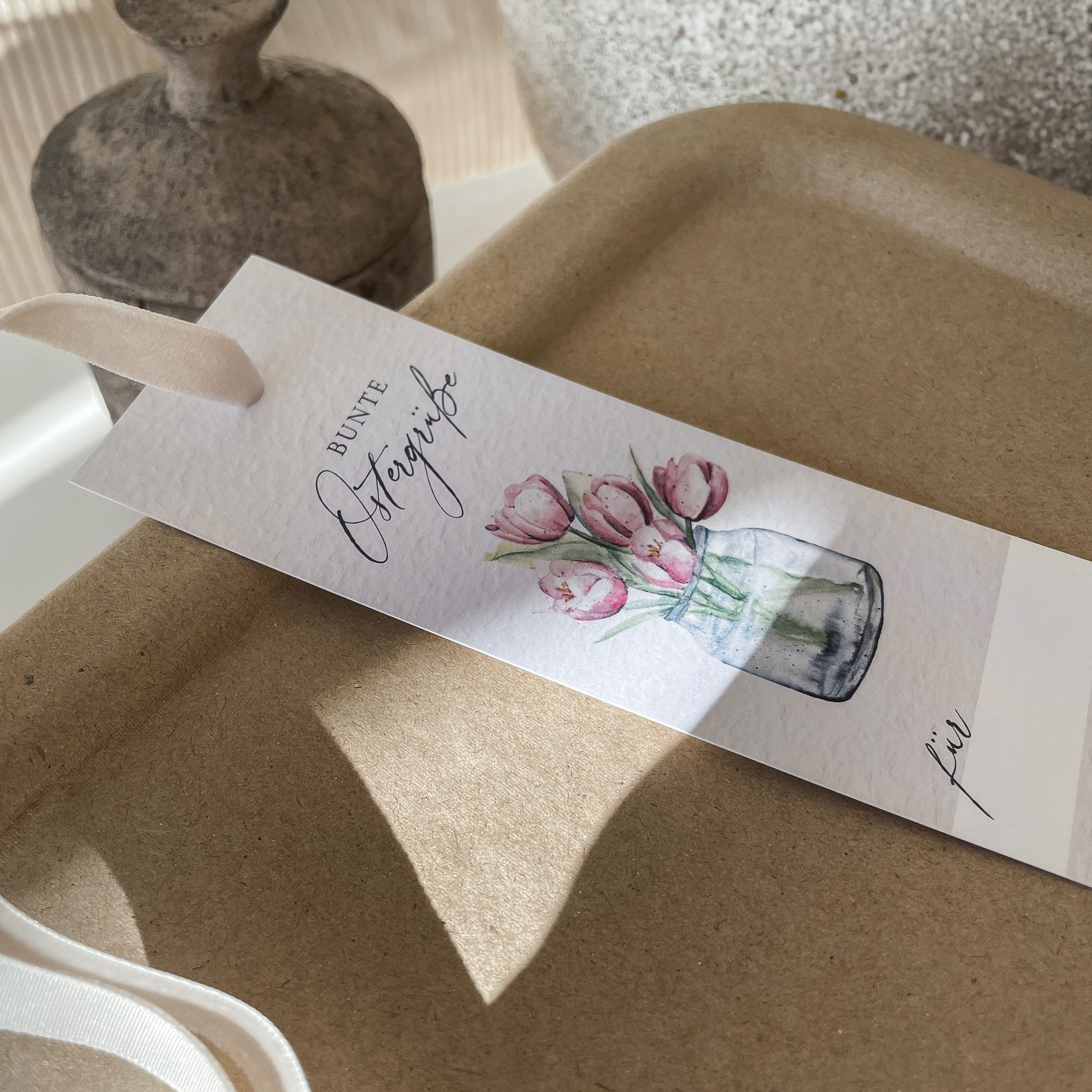 NORDEULE Grußkarten Geschenkanhänger Ostern mit Namenszeile, mit verschiedenen stilvollen Aquarellmotiven