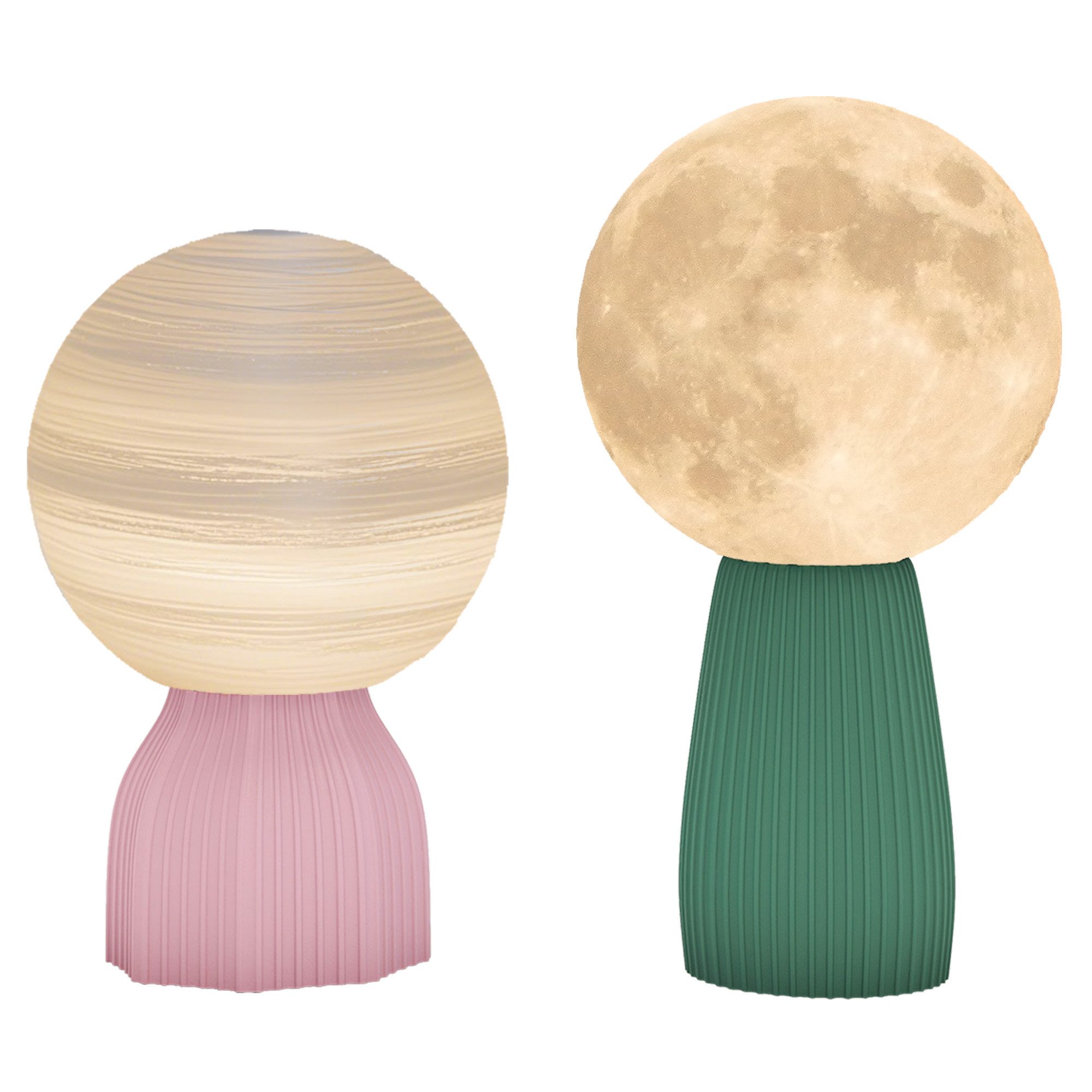 HOMCOM Tischleuchte 2er Set LED Mond Tischleuchte, mit 3 Lichtfarben, 10 ei günstig online kaufen