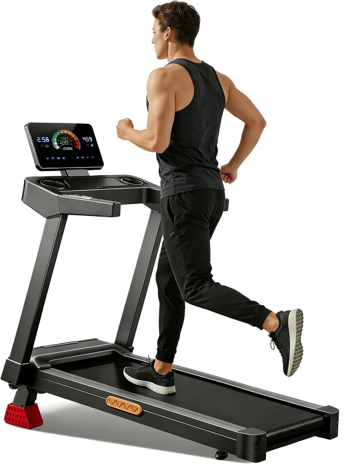 BAYMATE Laufband für Zuhause (1-14km/h, 10%-15% Steigung,107 * 40cm Lauffläche, Belastung 180kg, Hause Stumm Treadmills Mini Kleines Walking Pad Laufbänder), 3.5 PS Laufband Elektrisches LED Groß Touchscreen