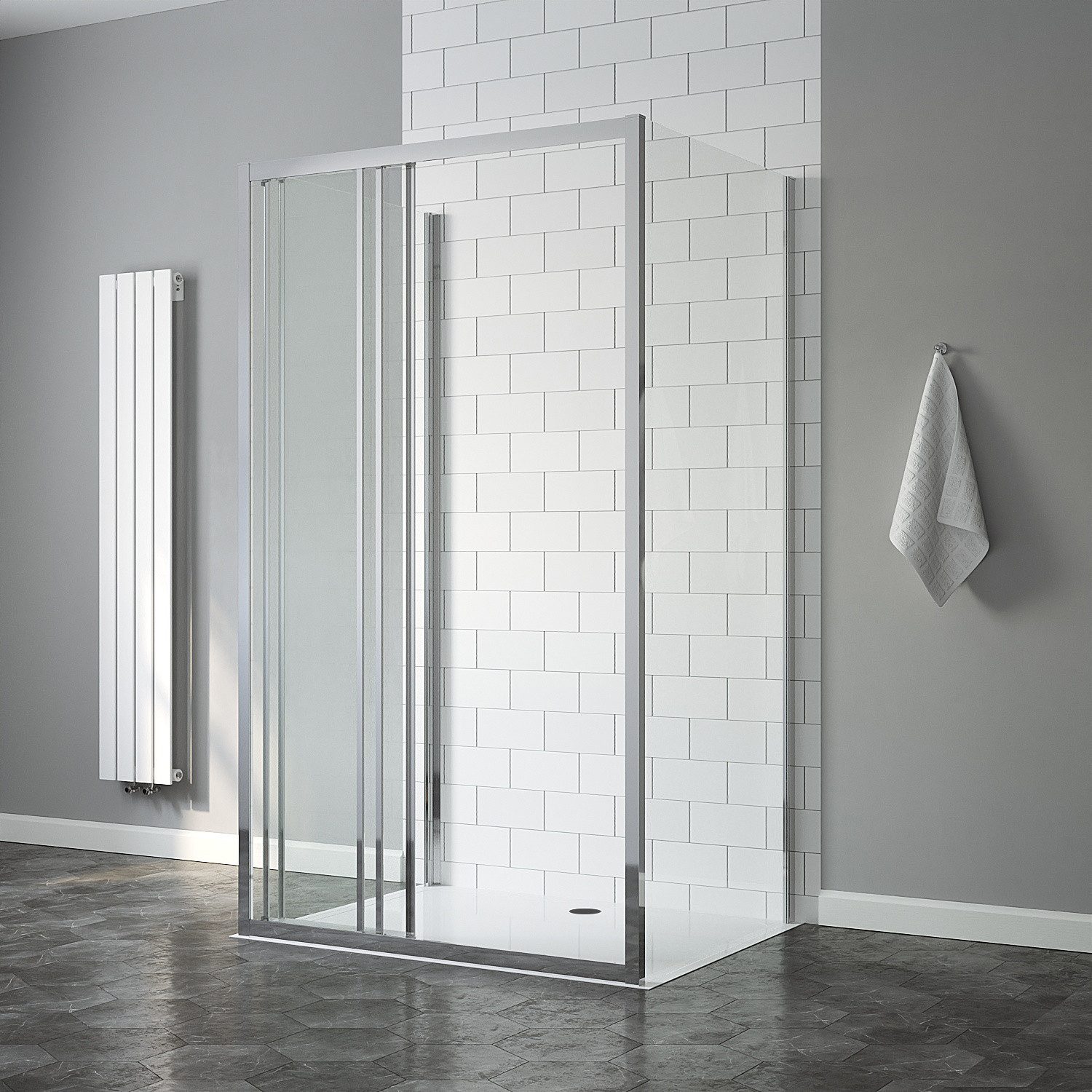 AQUABATOS Eckdusche U-Form Dusche Duschkabine mit Schiebetür Eckdusche Duschabtrennung, BxT: 80x90 cm, Klare Optik, mit Lotus-Effekt, Untere Türrollen mit abklappsystem