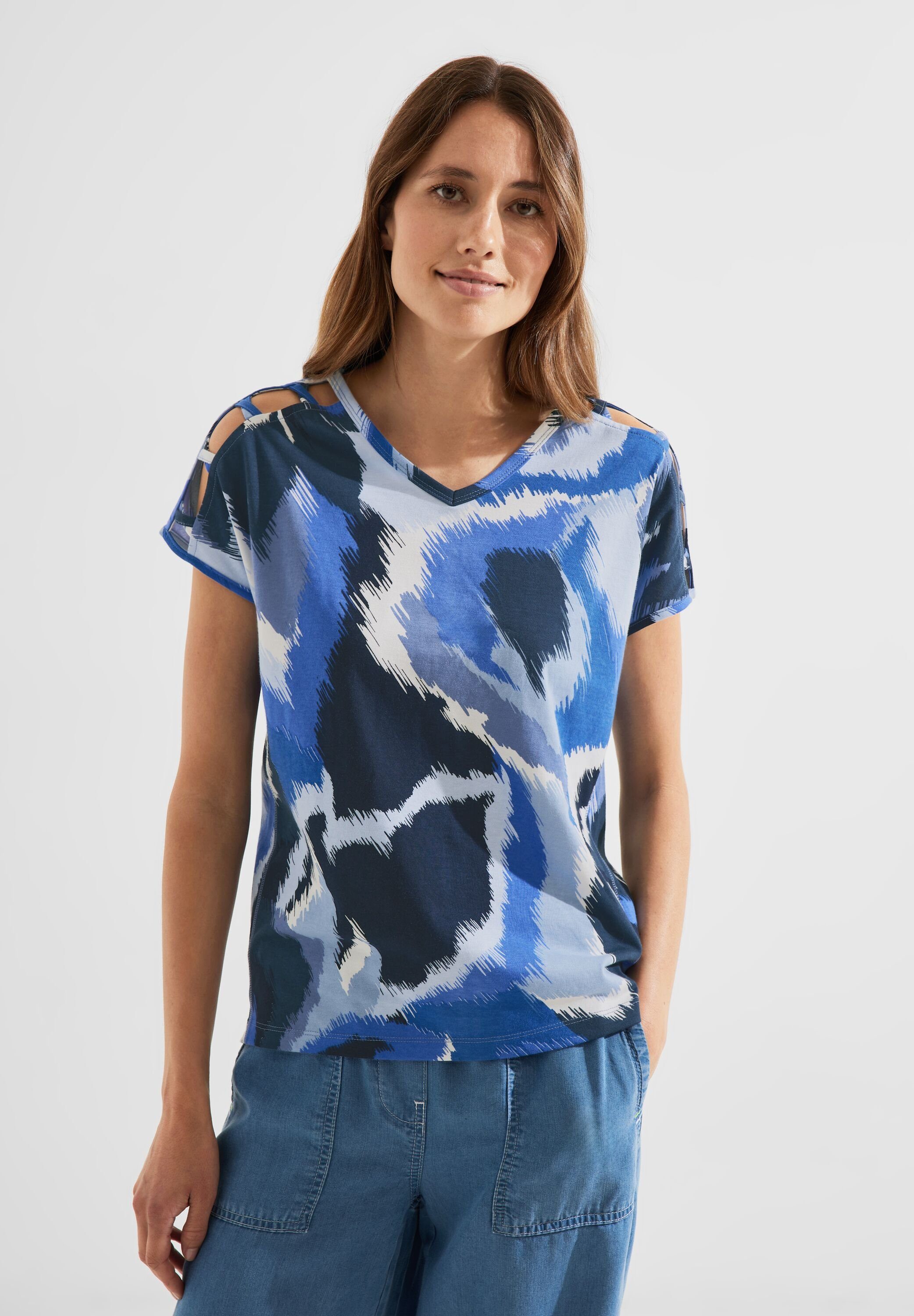 blue V-Ausschnitt Cecil T-Shirt mit sea