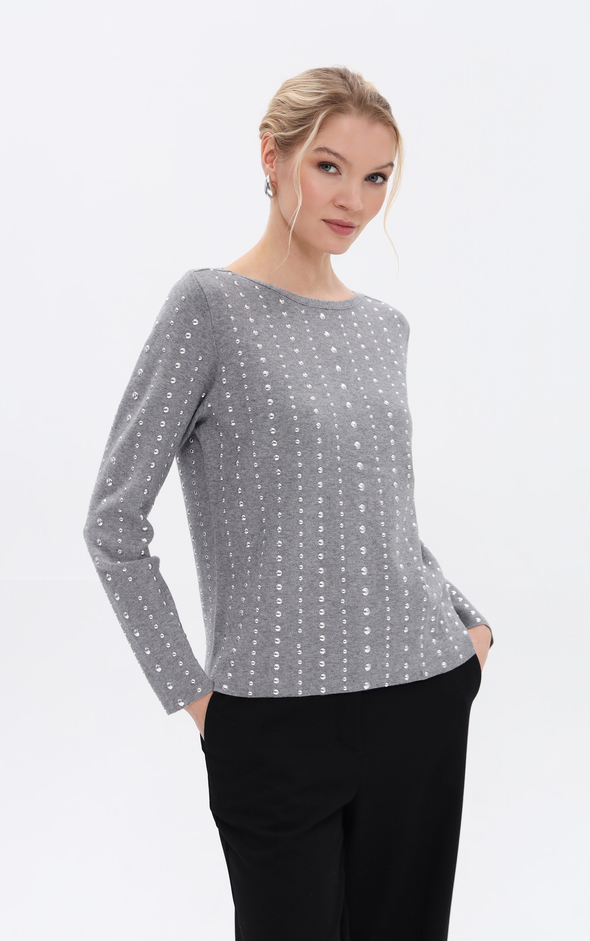 Passioni Strickpullover mit Nieten
