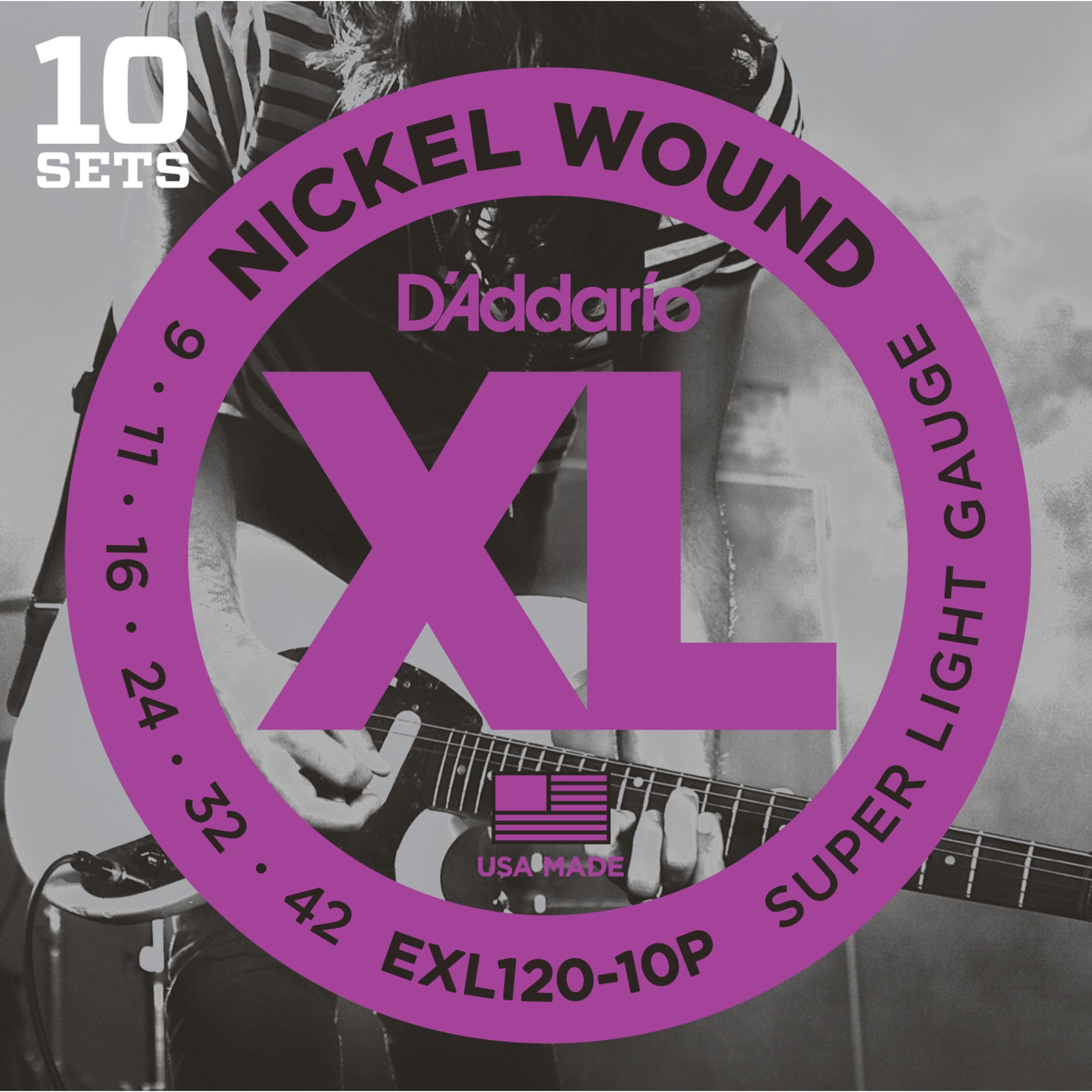 Daddario Saiten, (EXL120-10P 09-42 10er Set Nickel Wound), EXL120-10P 09-42 10er Set Nickel Wound - E-Gitarrensaiten