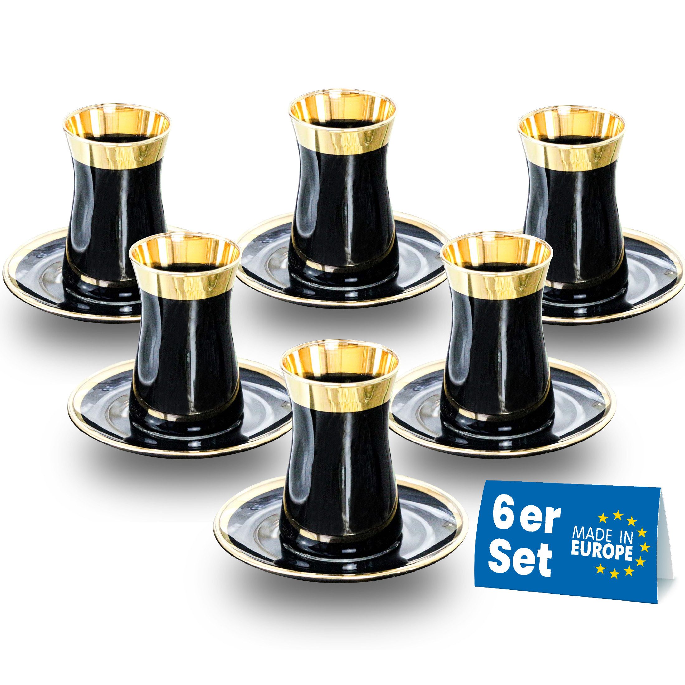 Lyros Teeglas & Untersetzer, Handverarbeitet, Türkische Teegläser, Cay Bardagi