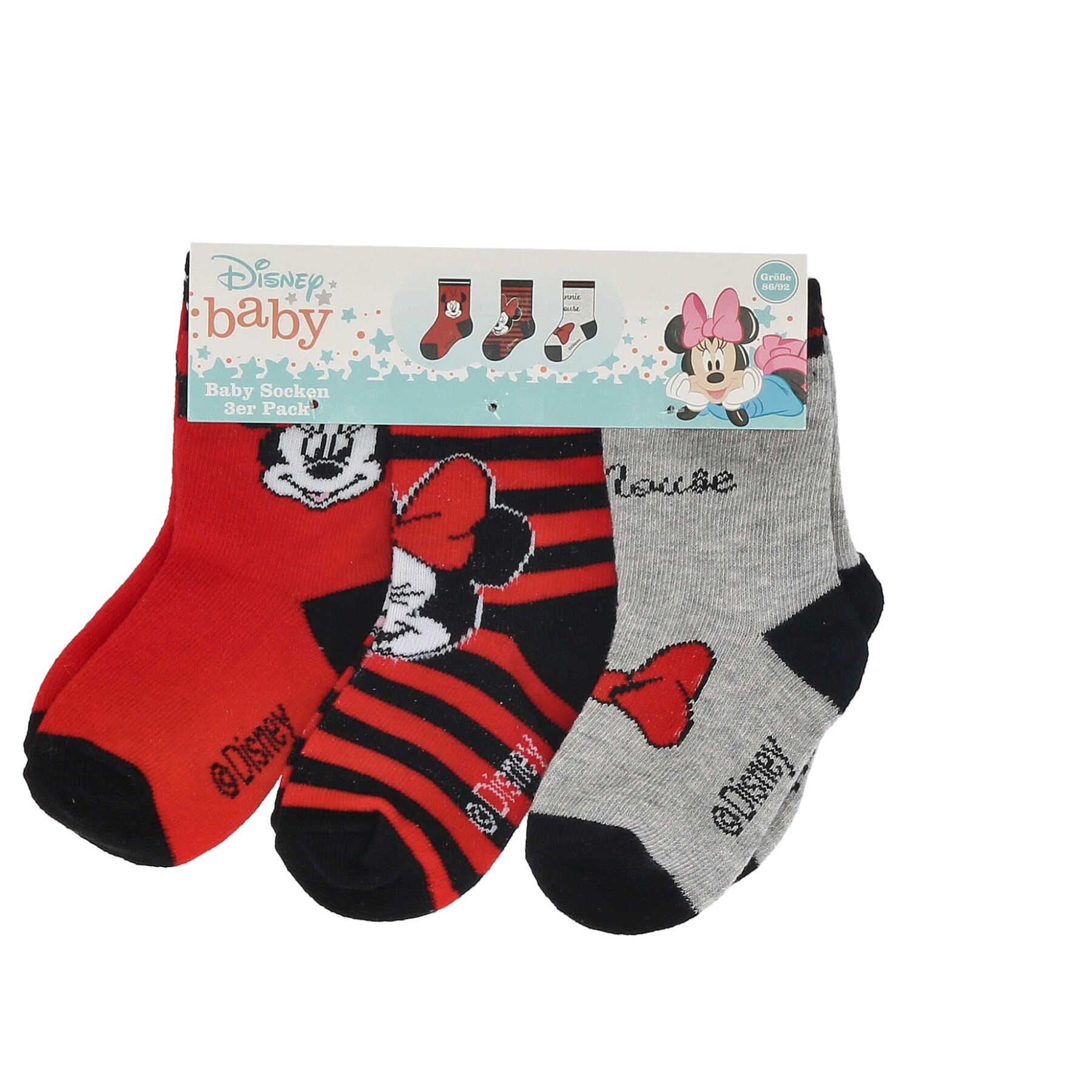 Disney Minnie Mouse Socken Baby-Socken – 3er-Pack weiche & bequeme Söckchen
