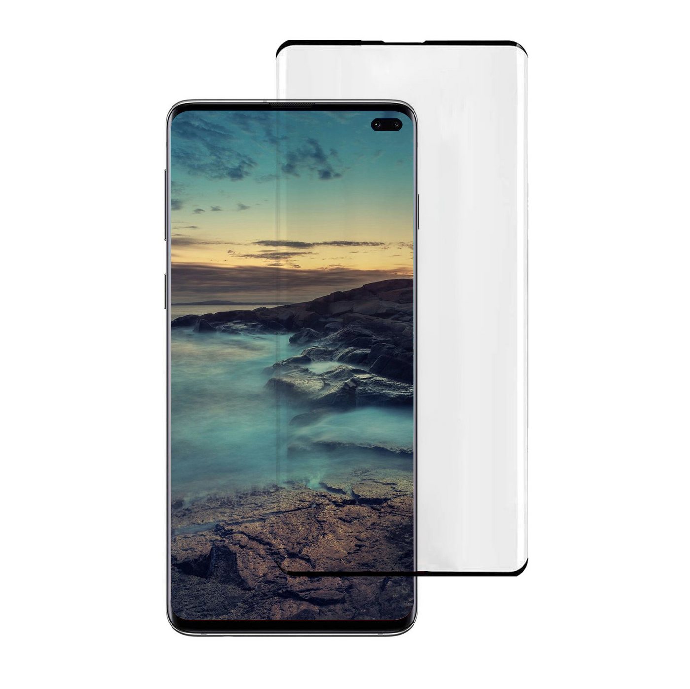 Ventarent Displayschutzglas Displayschutz Schutzfolie Panzerfolie Hartglas 9H für Samsung Galaxy S10+, inklusive Reinigungstuch, 2 Stück, 9H Hartglas, Displayschutz, 3D-Touch fähig, Samsung S10+