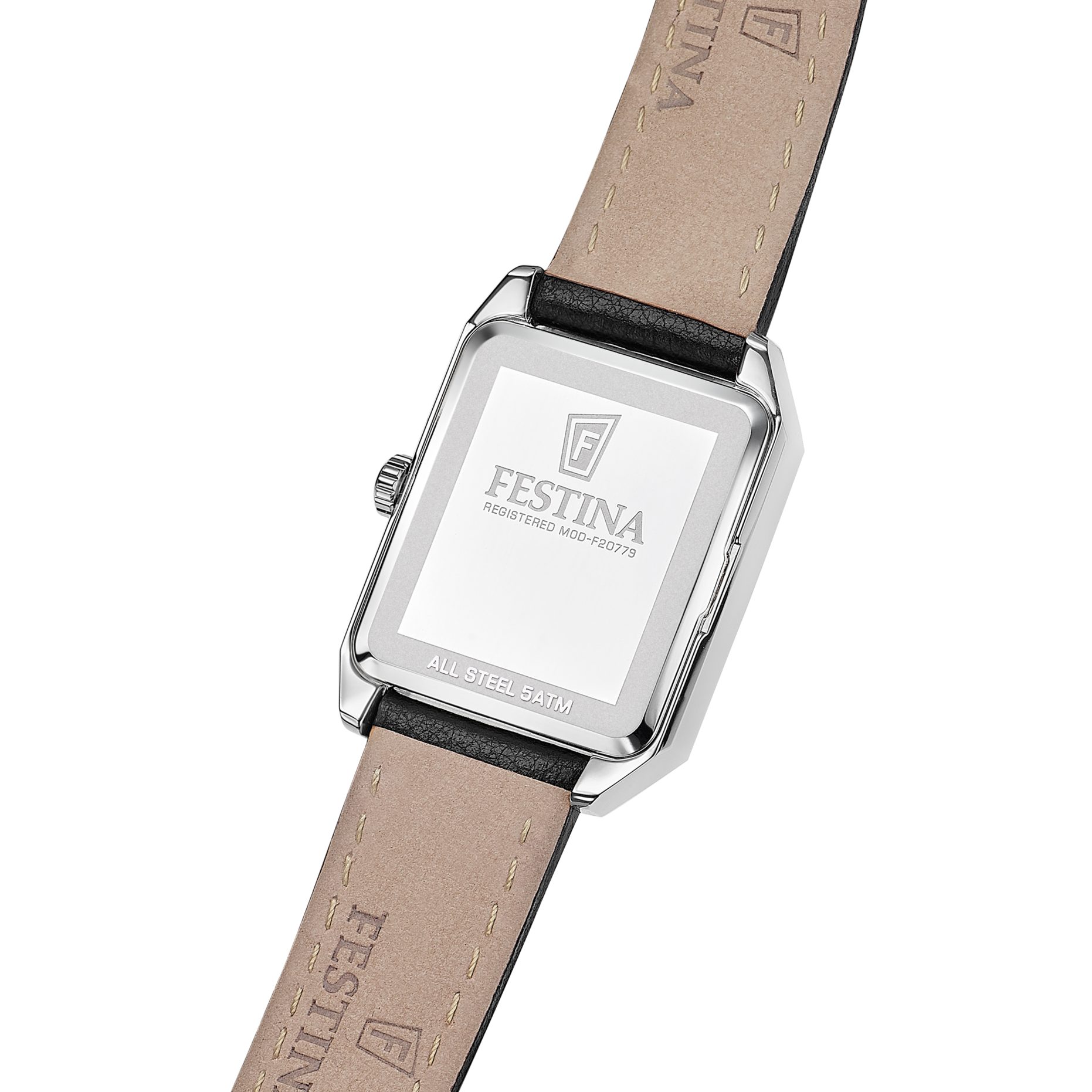 Festina Quarzuhr On the Square F20779_1, Armbanduhr, Damenuhr, Herrenuhr, Lederarmband, analog
