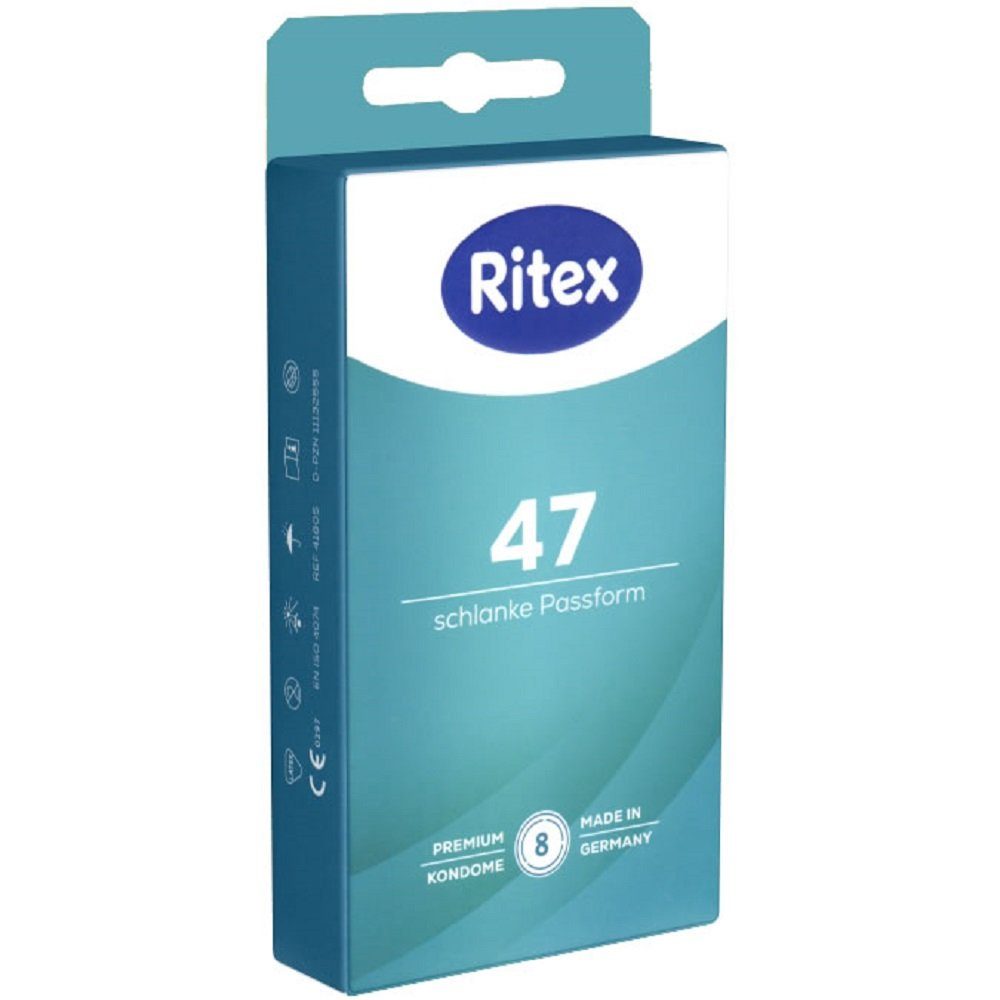 sicheres 8 schlanker mit, Gefühl Schlanke «47» für mit besonders Kondome Kondome Packung St., ein Passform Passform Ritex