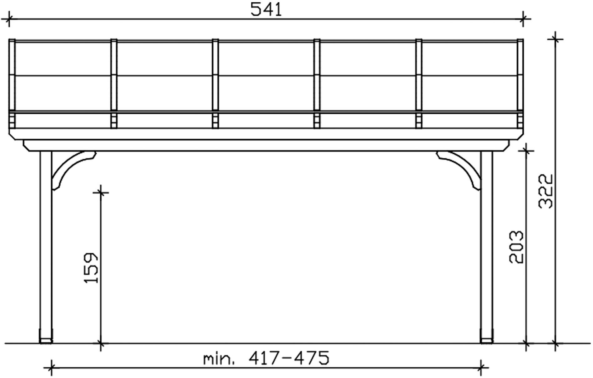 Skanholz Terrassendach Verona, BxT: 541x389 cm, Bedachung Doppelstegplatten, Leimholz