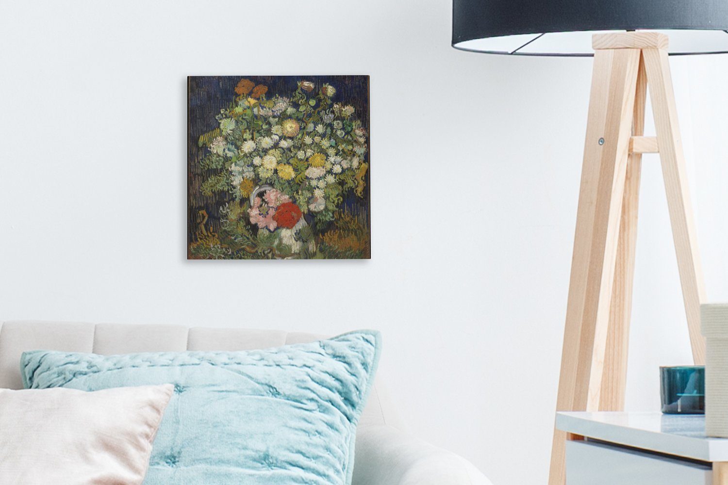 St), Schlafzimmer Leinwandbild - Vincent OneMillionCanvasses® in einer für Leinwand van Wohnzimmer Vase (1 Blumenstrauß Gogh, Bilder