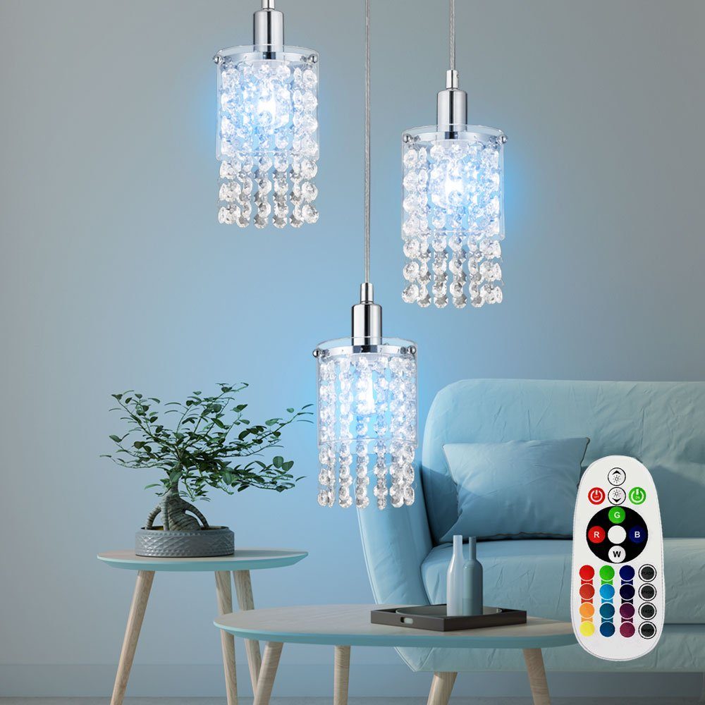Pendel Pendelleuchte, LED inklusive, dimmbar Lampe Leuchtmittel Warmweiß, Decken Hänge Leuchte Kristall Farbwechsel, Glas etc-shop