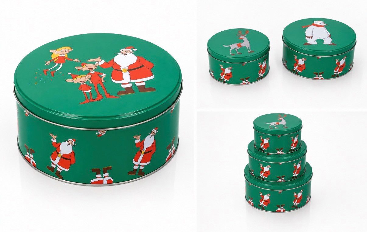 Seyila Home Keksdose Keksdosen-Set aus Metall, 3-teilig, Aufbewahrung, Weihnachtsmann & Co.Kg