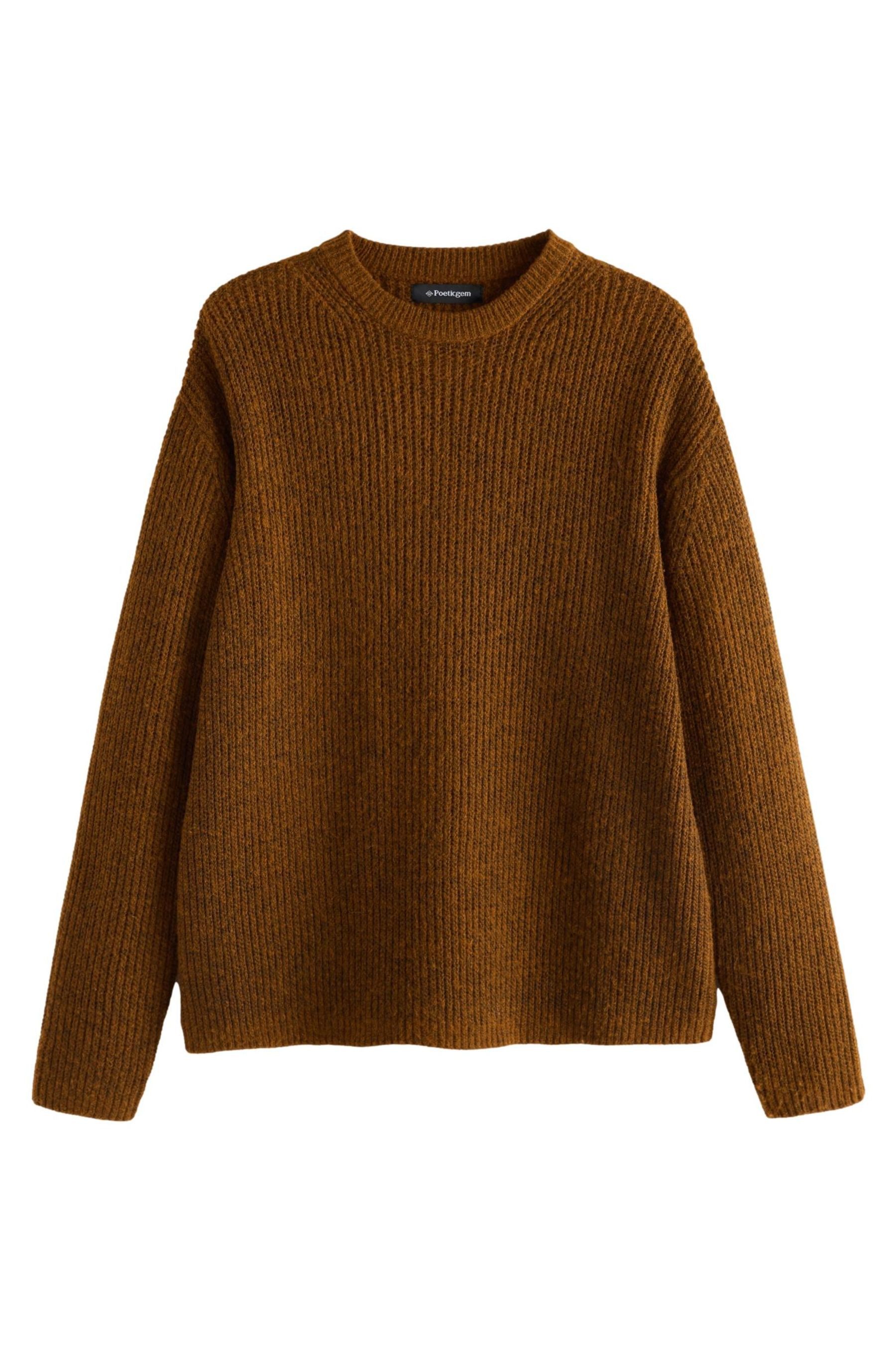 Rundhalspullover Relaxed Fit gerippter Rundhalspullover mit Wolle