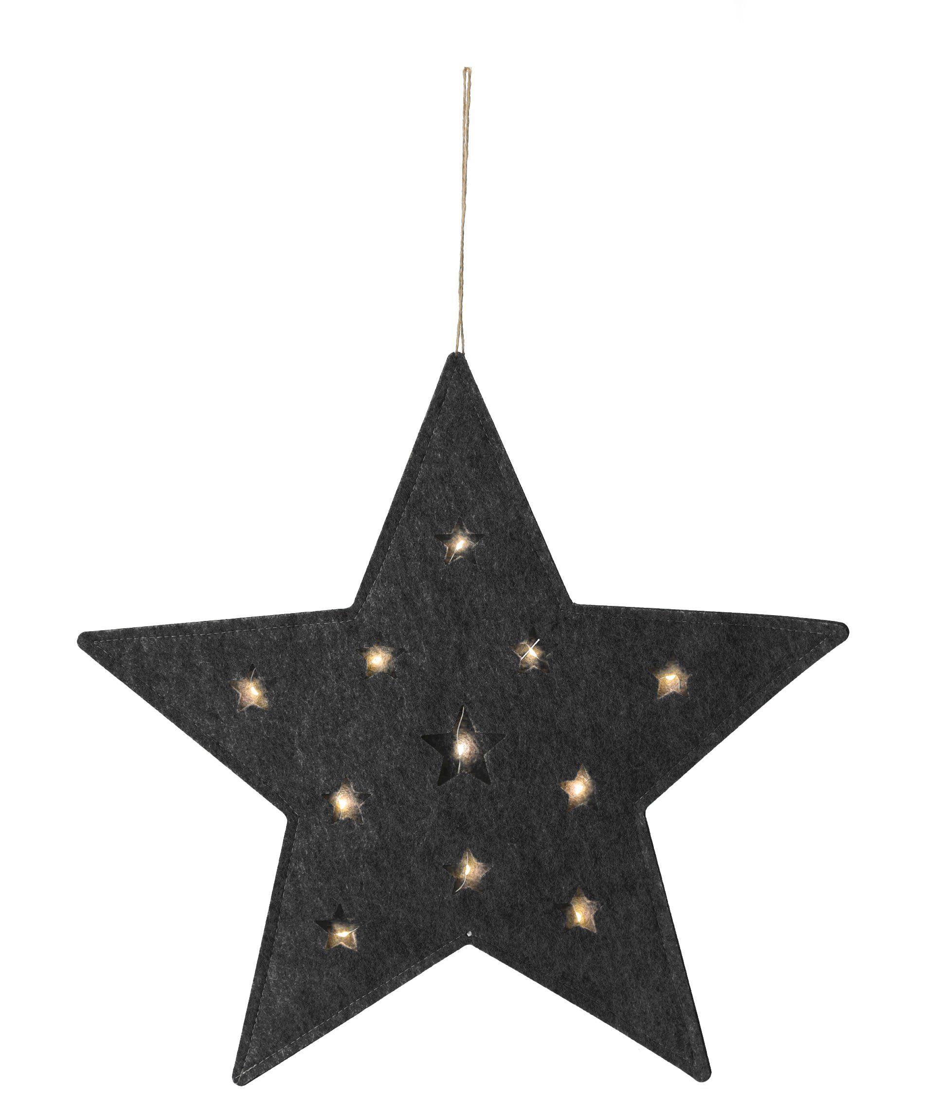 Spetebo LED Dekolicht LED Weihnachts-Stern aus Filz - 45 cm - m. Timer, An / Aus / Timer, LED, warmweiss, Timer