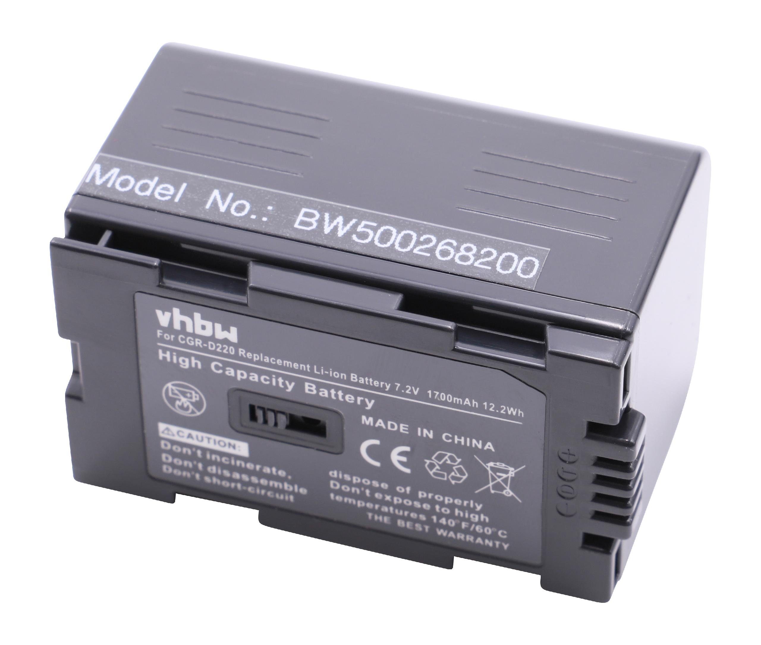 passend NV-DS88, (1700mAh, Kamera-Akku NV-DS990, 1700 NV-DS99, Digital Camcorder für Panasonic Li-Ion) NV-DS77 mAh NV-EX21, NV-DS89, / vhbw Kamera NV-DS8, NV-EX1, 7,2V,