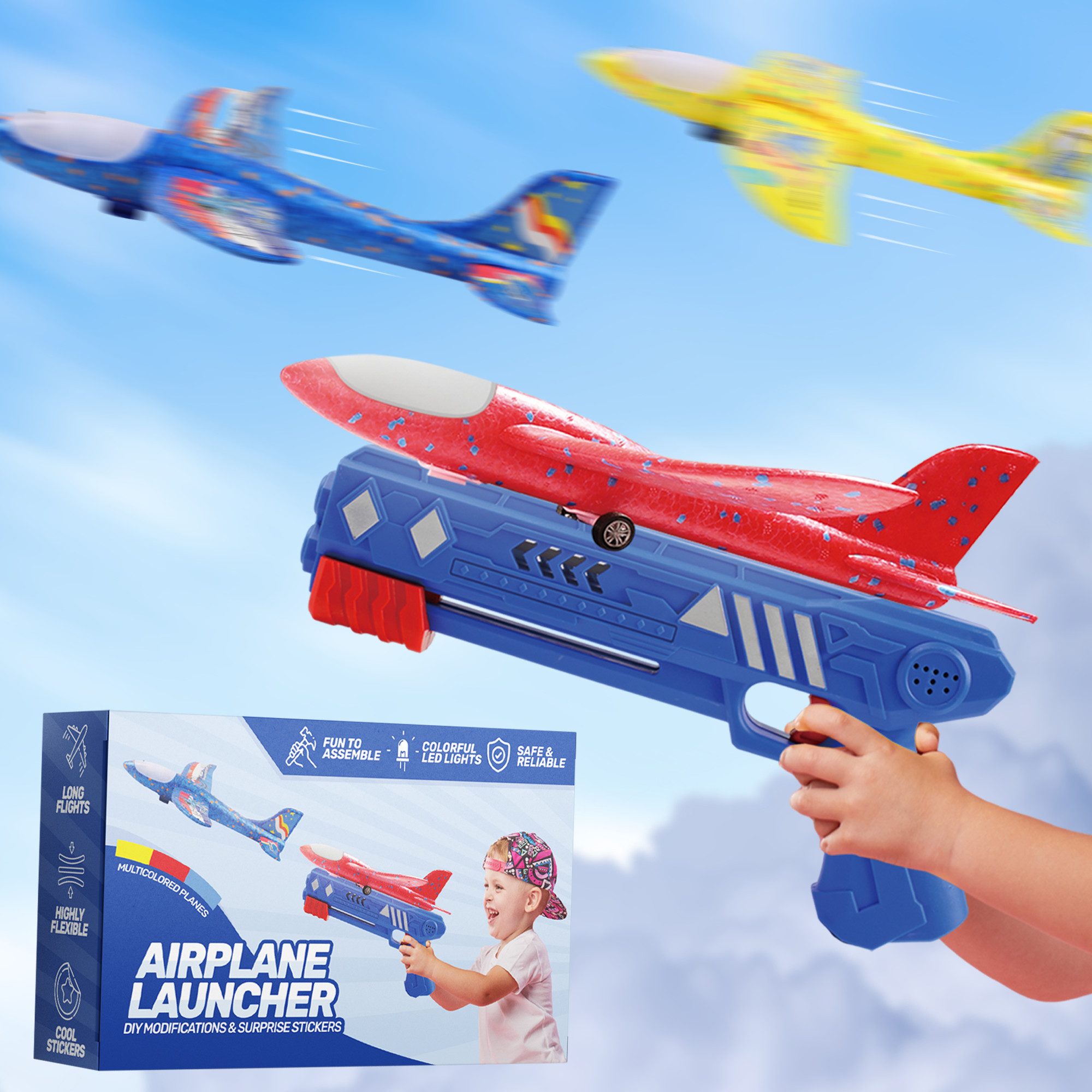 Bogenkönig Spielzeug-Flugzeug mit 3 Flugzeugen Launcher