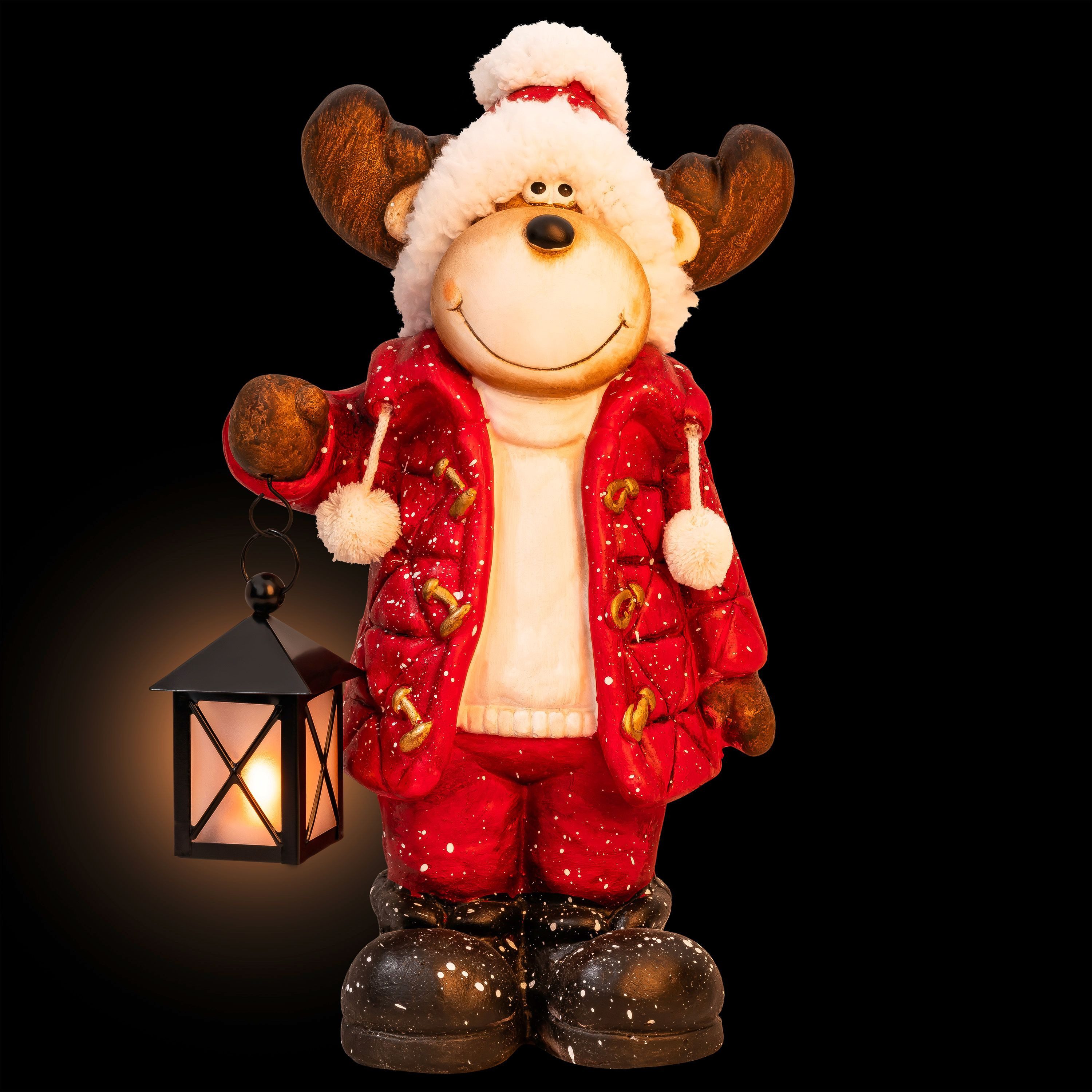 Kamelio Weihnachtsfigur Elch 40cm Weihnachtsdeko Figuren mit Laterne Weihnachtsfiguren – Bild 4 von 5