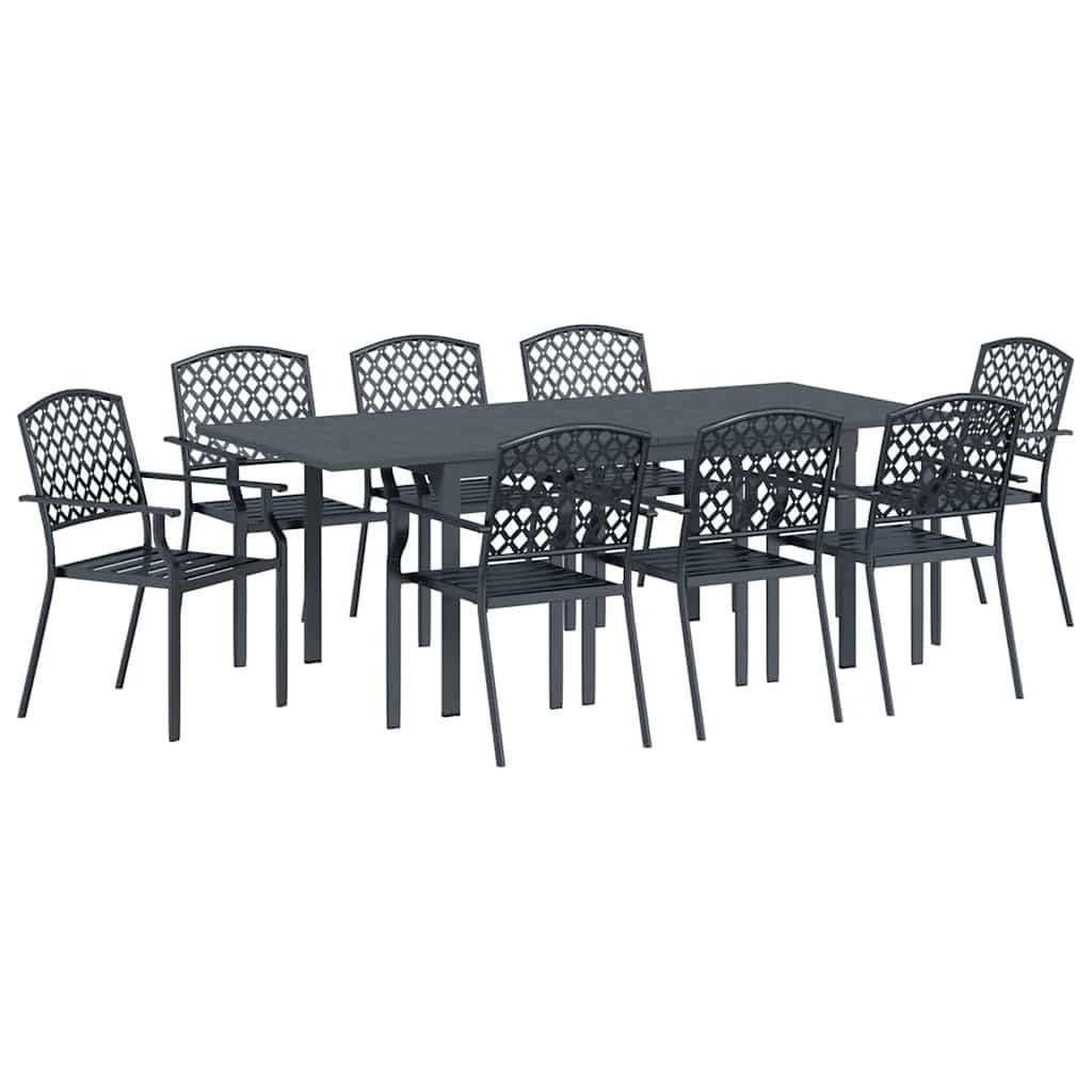 vidaXL Gartenlounge-Set Garten Essgruppe 9 pcs Anthrazit Stahl, (9-tlg)