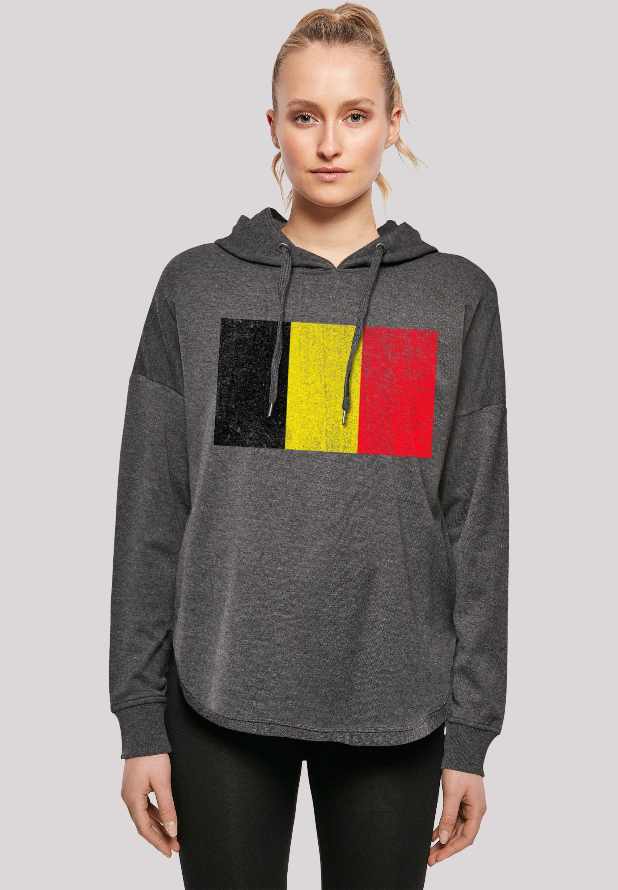 F4NT4STIC Kapuzenpullover Belgium Belgien Flagge Print charcoal