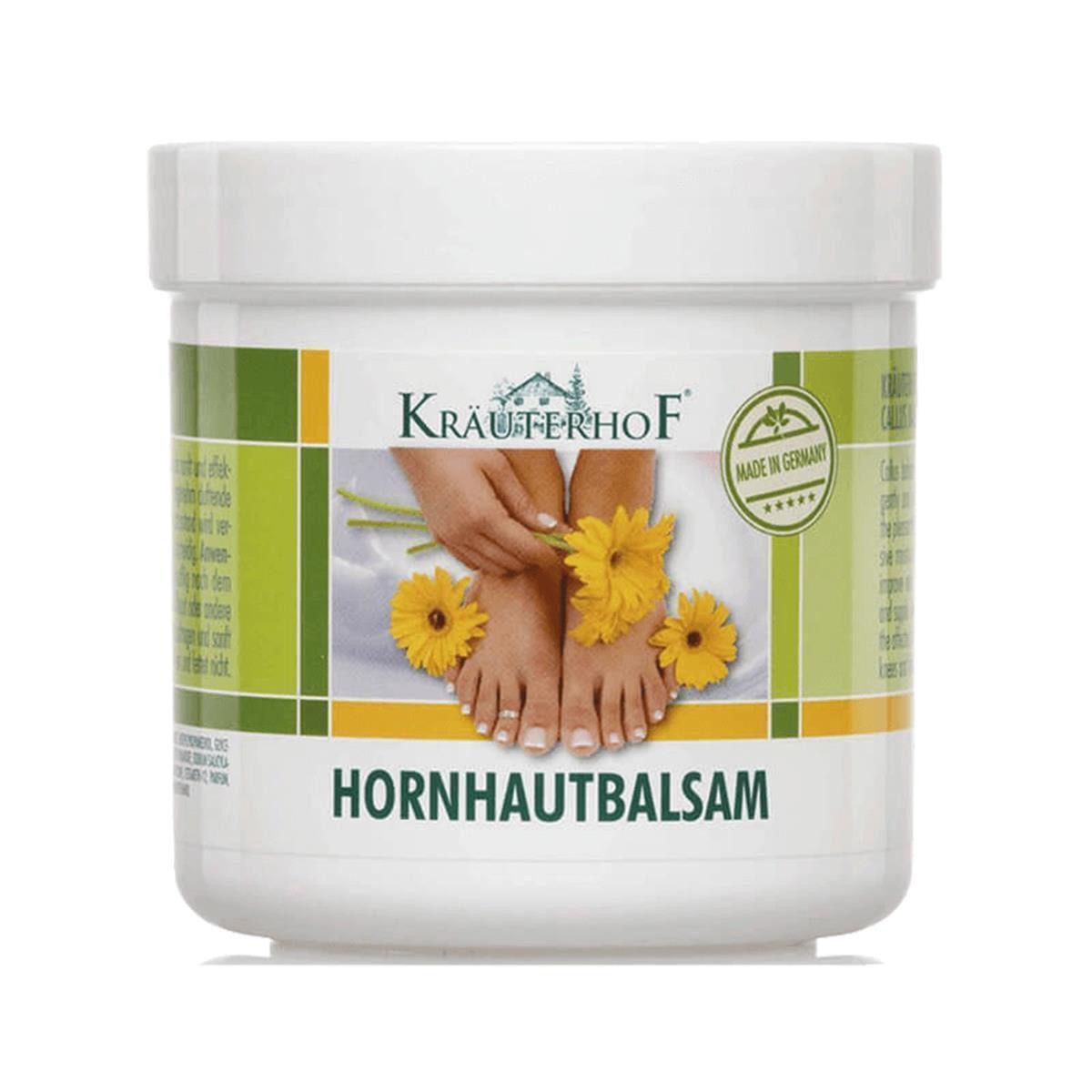 Kräuterhof Hornhautbalsam Hornhautbalsam Creme 250ml – Fußpflege Balsam Dose, 1-tlg., Fußpflege beanspruchte Füße natürlich Fußgel Fussgel