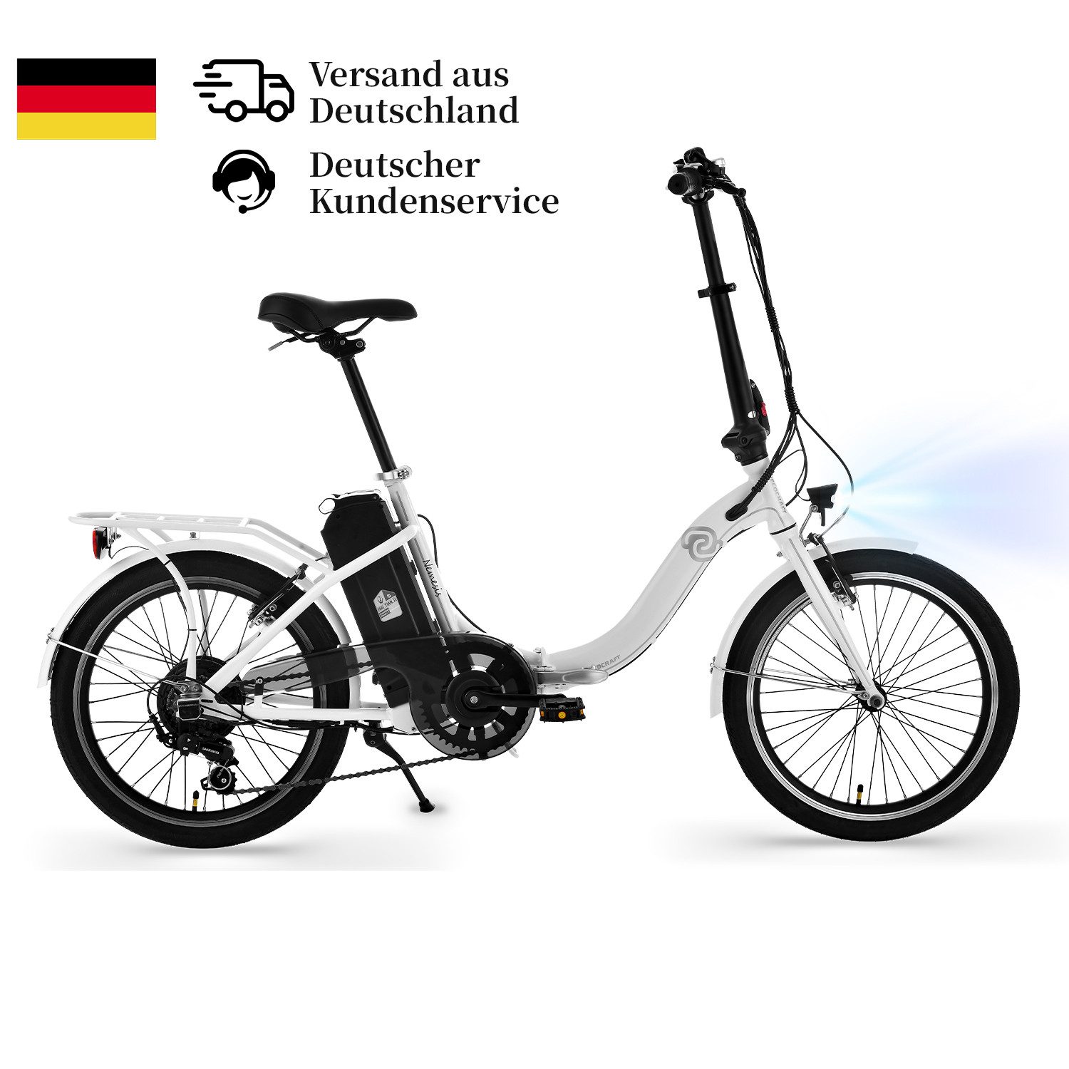 VECOCRAFT E-Bike Faltrad 20 Zoll Klapprad Elektrofahrrad Pedelec 36V 7.8/13Ah Akku, NEMESIS, 6 Gang Shimano, Kettenschaltung, Heckmotor, 468 Wh, (55-80km), Pedelec, E-Citybike mit Tiefeinstieg für Damen & Herren,bis zu 120KG