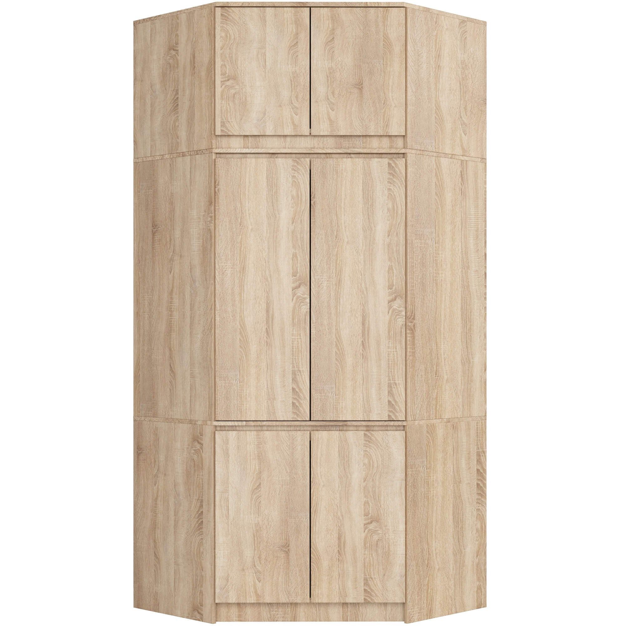 Raumhirsch Furniture Kleiderschrank Eiche Dekor - Stilvoller Stauraum - Garderobenschrank Geräumiger Schrank mit 4 Türen & 6 Einlegeböden, Soft-Close