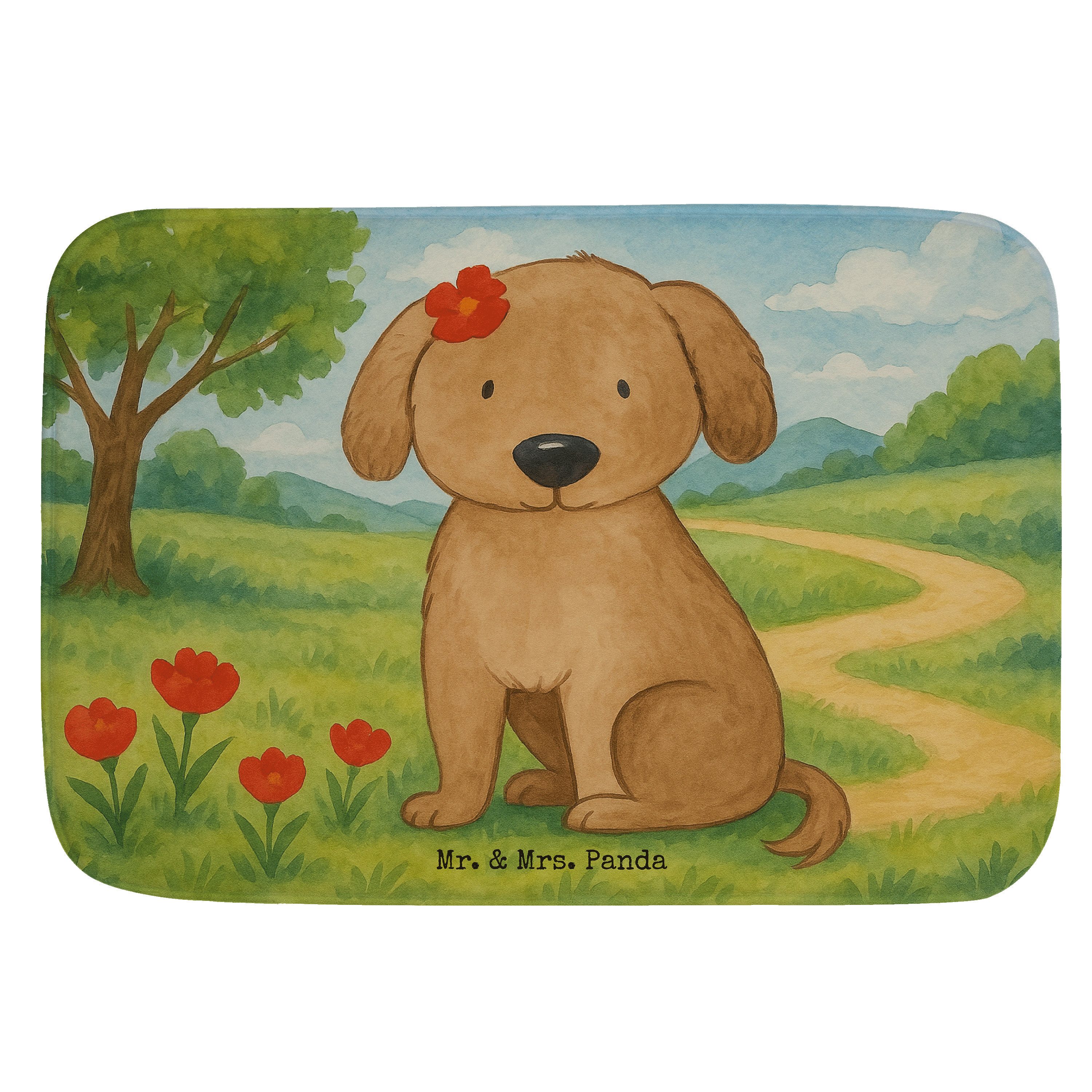 Mr. & Mrs. Panda Badematte Hund Dame Design, Duschvorleger, Weiß, Flauschig, Badteppich, Sprüche, Höhe 40 mm, Badematte mit Hund Hundedame, Hochwertiges Material von Mr. & Mrs. Panda, 100% Polyester, rechteckig, Hundeliebe Liebenswert Badläufer