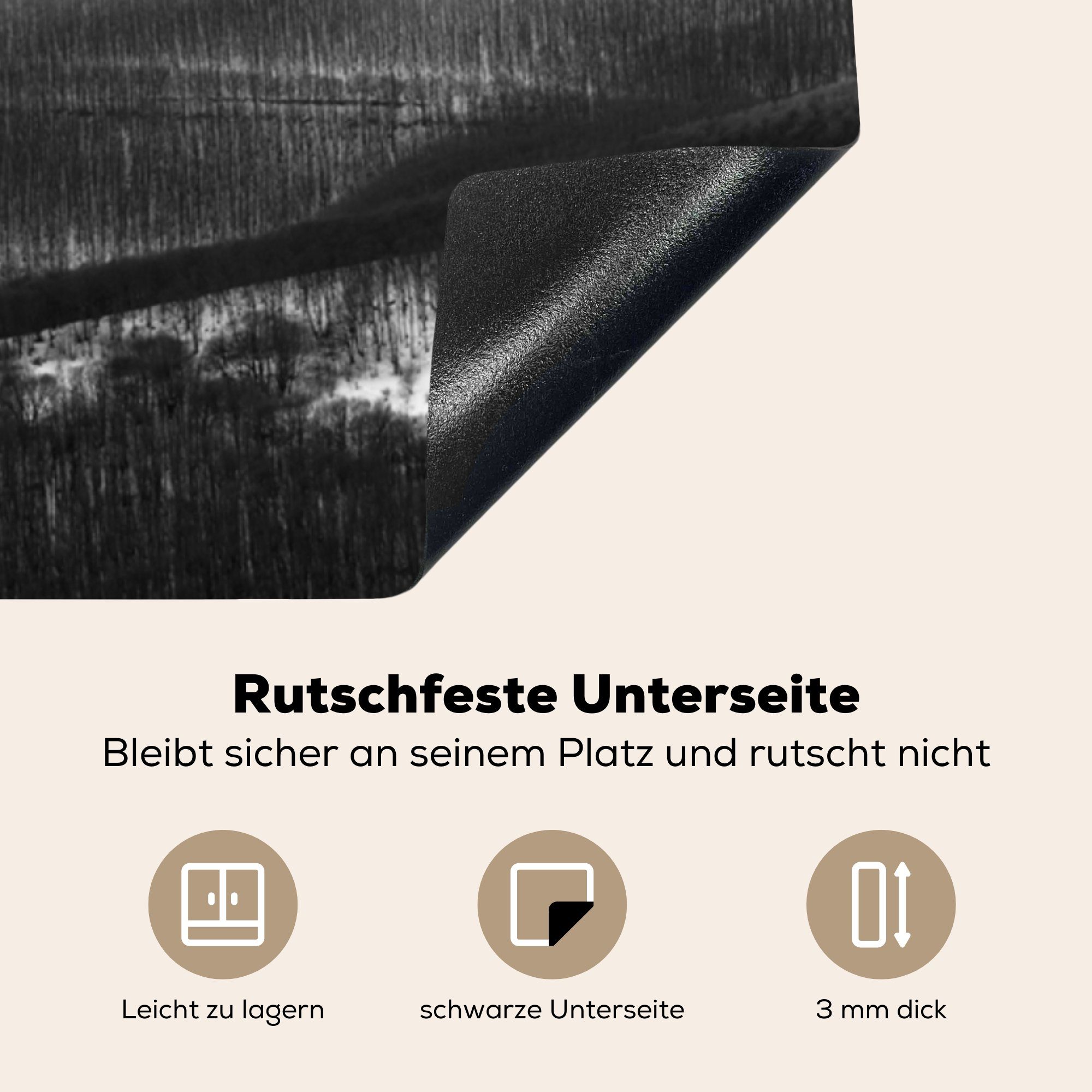 Arbeitsplatte in Bulgarien, 78x78 küche Herdblende-/Abdeckplatte MuchoWow Ceranfeldabdeckung, Schwarz und - Europa (1 für Vinyl, tlg), weiß, Balkangebirge cm,