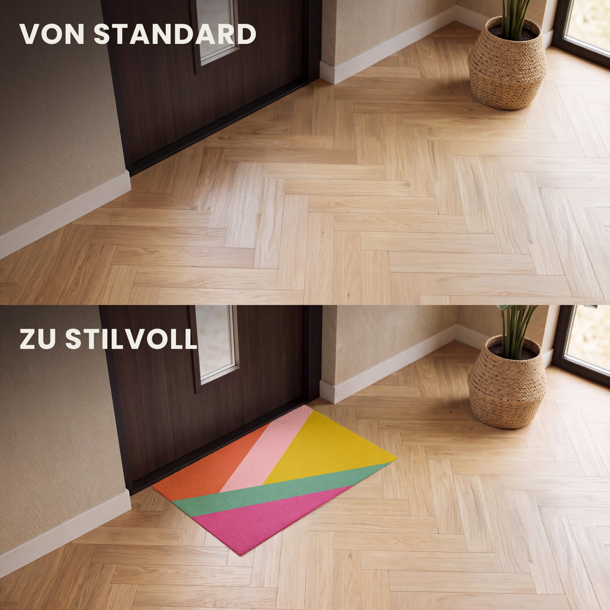 MuchoWow Fußmatte Dreiecke - Bunt - Abstrakt, Rechteckig, innen Schmutzfangmatte, Tür, Schmutzfänger Flur, Teppich 60x40 cm – Bild 3 von 5