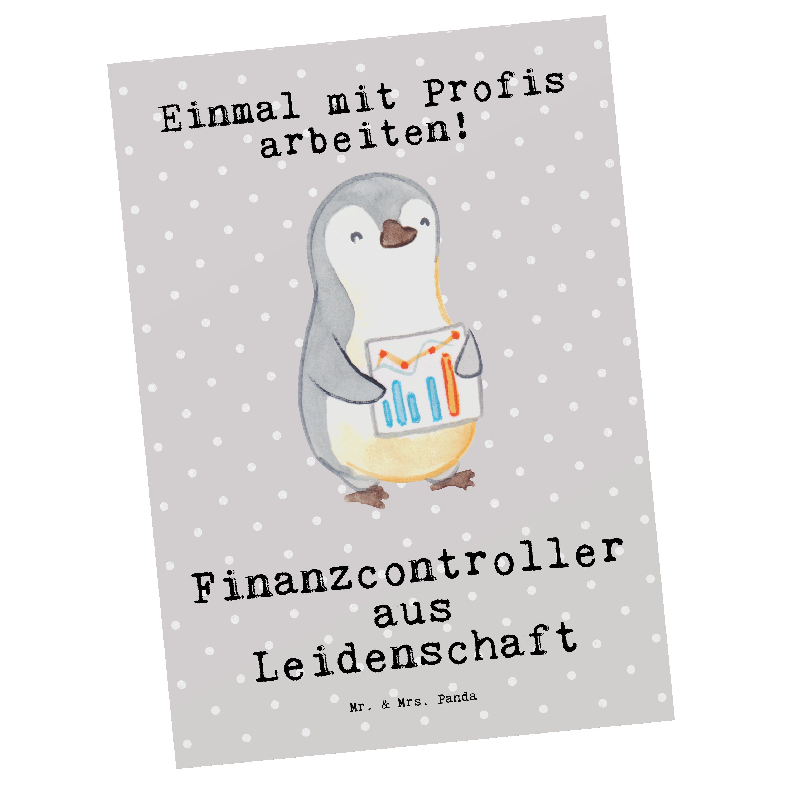 Mr. & Mrs. aus - Leidenschaft Grau Finanzcontroller Panda - Pastell Postkarte Geschenk, Kollege
