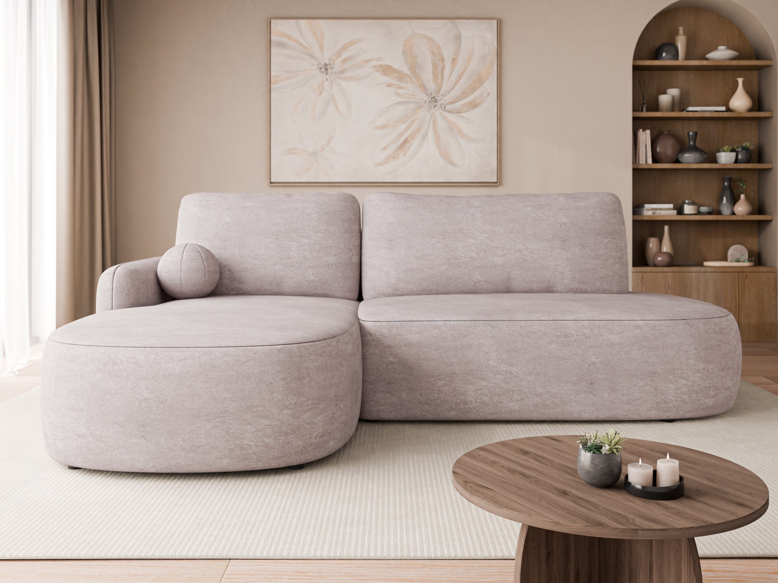 MIRJAN24 Ecksofa Loridu O Premium, mit Bettkasten und Schlaffunktion, Links oder Rechts, 274x174x90 cm