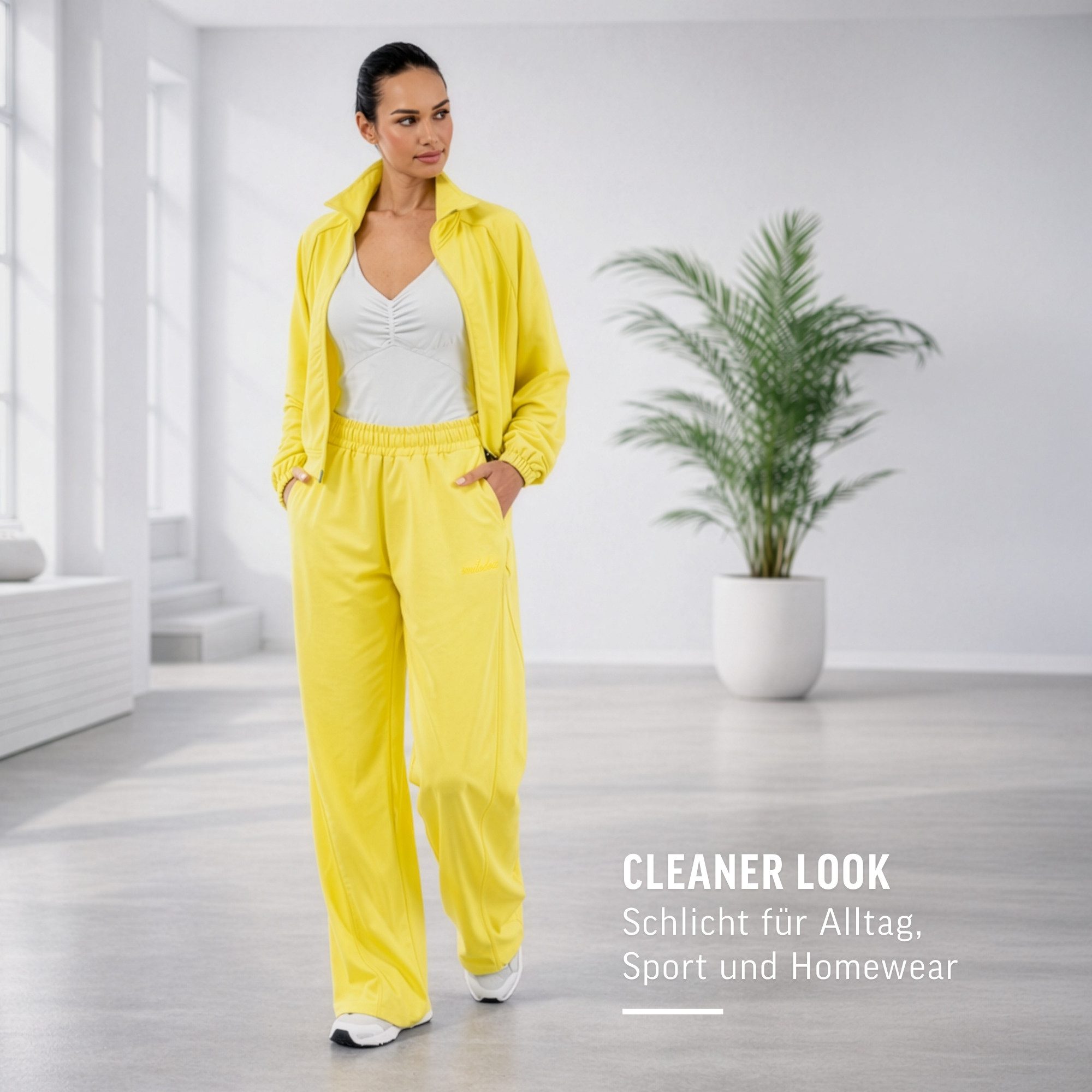 Smilodox Jogginghose Ylena, Sweatpants Damen, Loose Fit, Wide Leg mit Tunnelzug, Sport Elastischer Bund, Kordelzug, weites Bein, Logo, Gym & Homewear