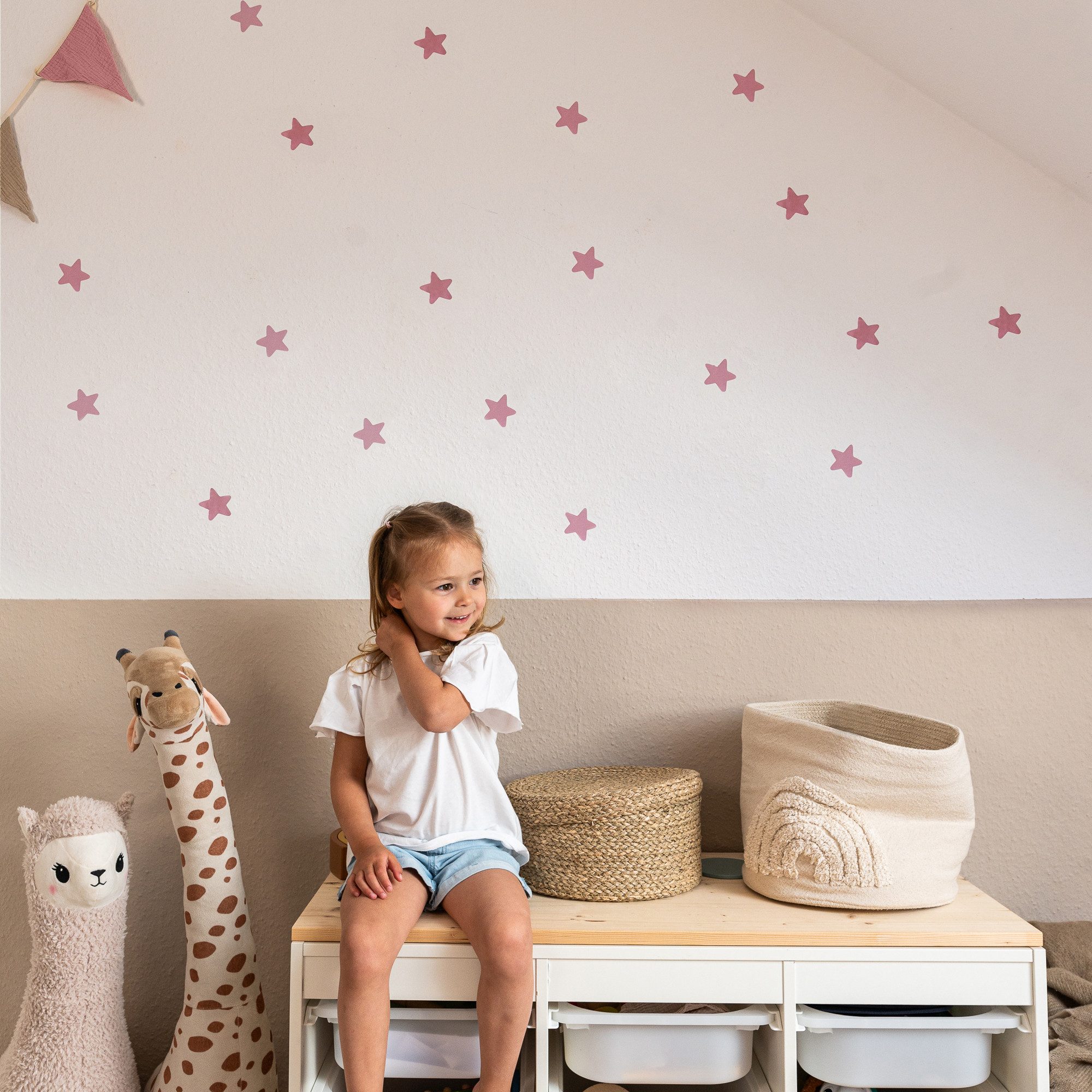 lilimaus Wandsticker Herzen, Sterne & Punkte selbstklebend - Deko fürs Kinderzimmer (36 St), Herzen, Sterne oder Punkte - 36er- & 132er-Set, ablösbar