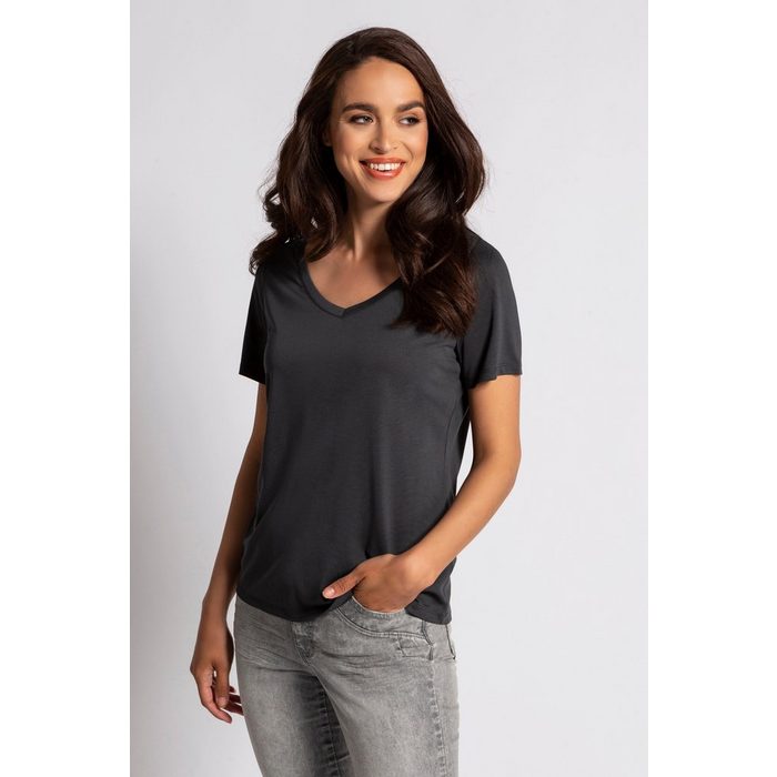 Gina Laura T-Shirt T-Shirt V-Ausschnitt Modal-Jersey