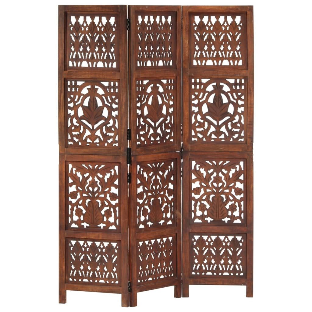 furnicato Raumteiler Handgeschnitzter aus Vollholz, 120 x 165 cm, braun, 1-tlg., Klappbarer Sichtschutz mit MDF-Elementen für das Schlafzimmer